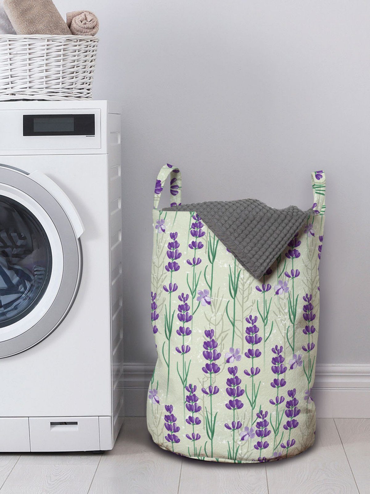 Abakuhaus Wäschesäckchen Wäschekorb mit Griffen Frische für Kordelzugverschluss Kräuter Waschsalons, Botanical Lavendel