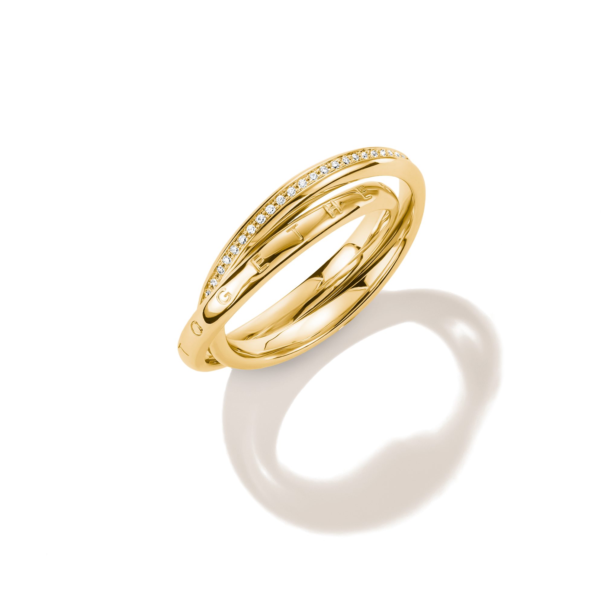 THOMAS SABO Fingerring Together Ring gelbgoldfarben, mit Zirkonia (synth)