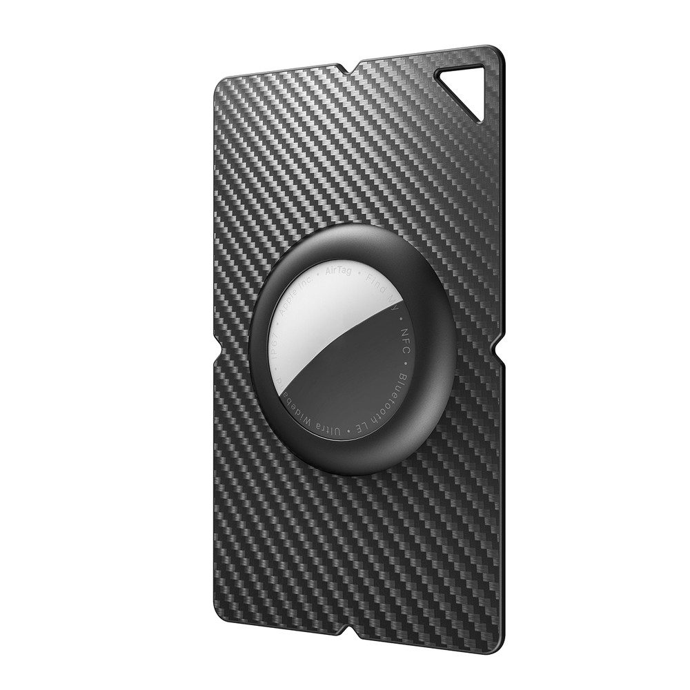 Hurtel Kartenetui Trackerhülle Kartenhalter Geldbörsenetui (Spar-Set, 1-tlg., 82 x 50 x 6 mm ultradünn), Kartenformat, 5,7 mm dünn, Carbon-Optik, Schlaufenöse