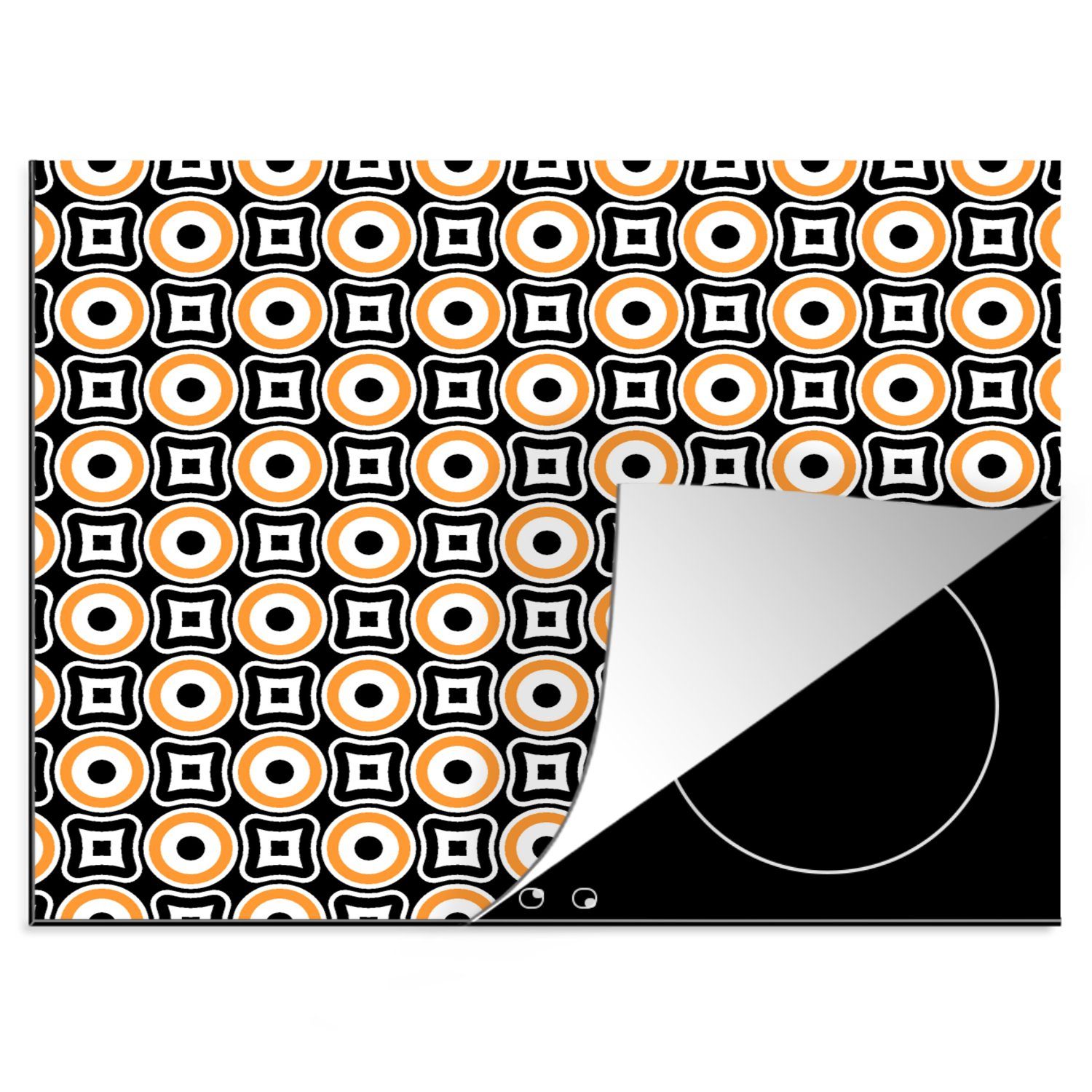 Arbeitsfläche Herdblende-/Abdeckplatte Retro, MuchoWow Muster Mobile 60x52 - cm, tlg), Kreis - nutzbar, (1 Ceranfeldabdeckung Vinyl,