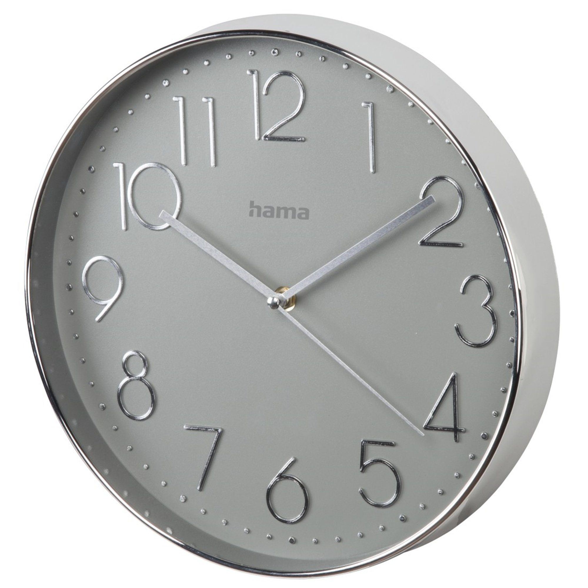 Hama Wanduhr Wanduhr "Elegance", Silber, geräuscharm