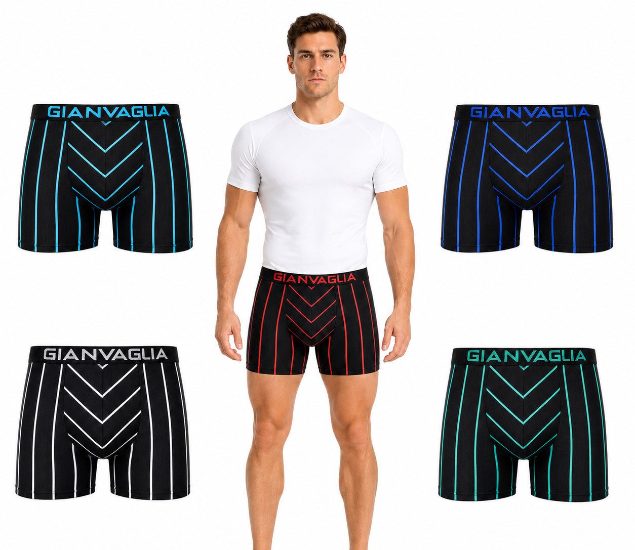 Rungassi Boxershorts GIANVAGLIA Herren Boxershorts 10er-Pack Baumwollmischung Retroshorts (Set bestehend aus 5 Boxershorts)