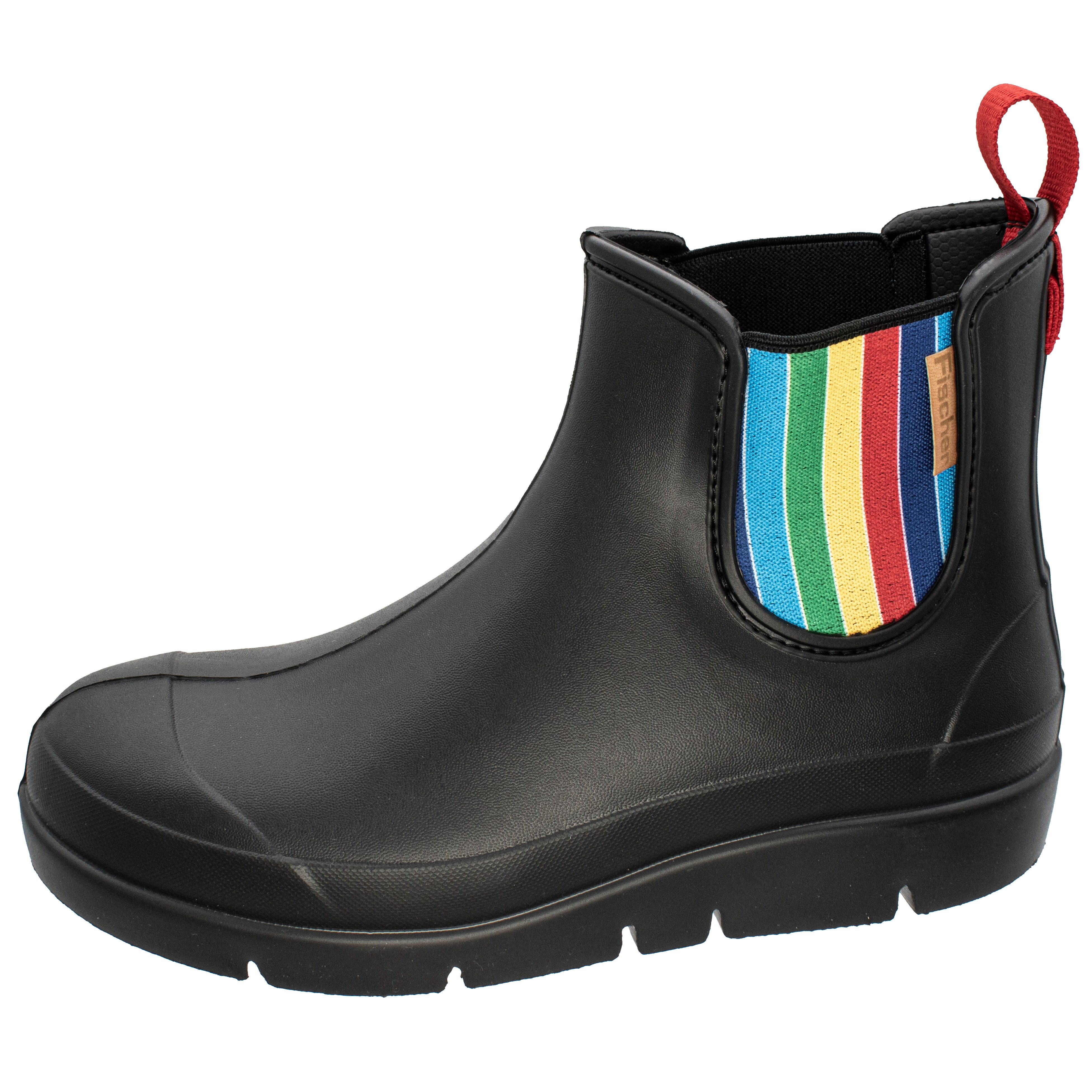 Fischer-Markenschuh Stella Gummistiefelette aus EVA, Regenbogen-Gummizug, leicht, EInlegesohle herausnehmbar
