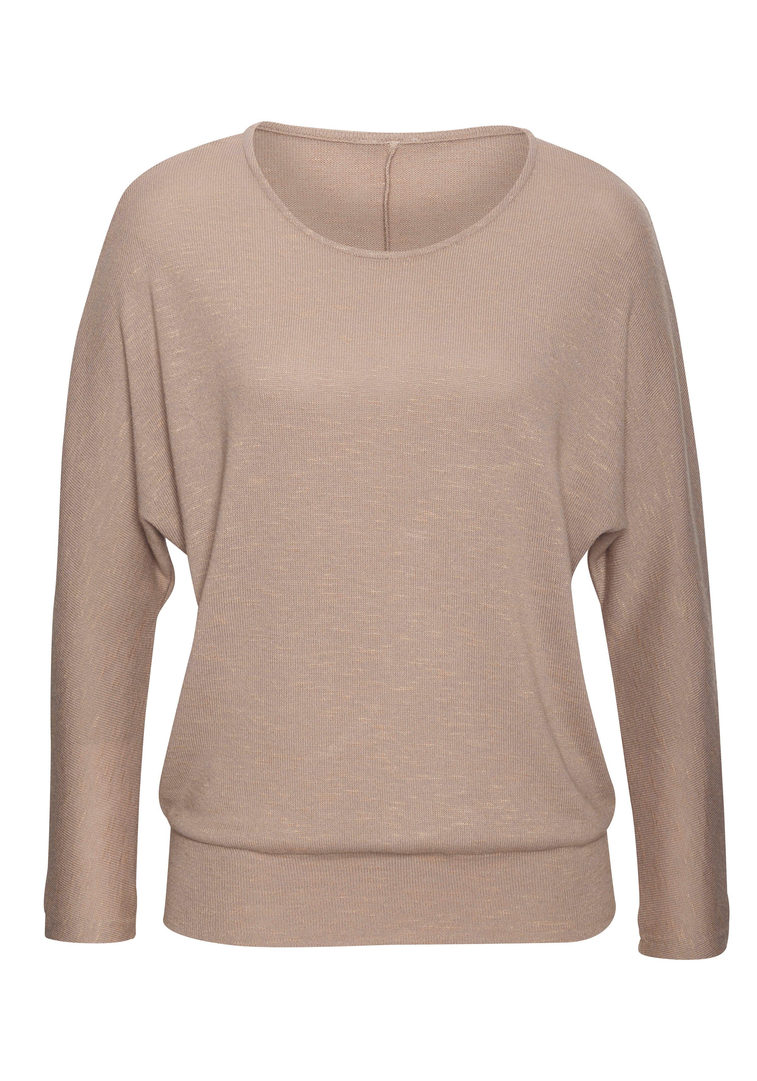 Vivance by Lascana Langarmshirt mit breitem Bund aus strukturiertem Feinstrick mit Viskose – Bild 2 von 5