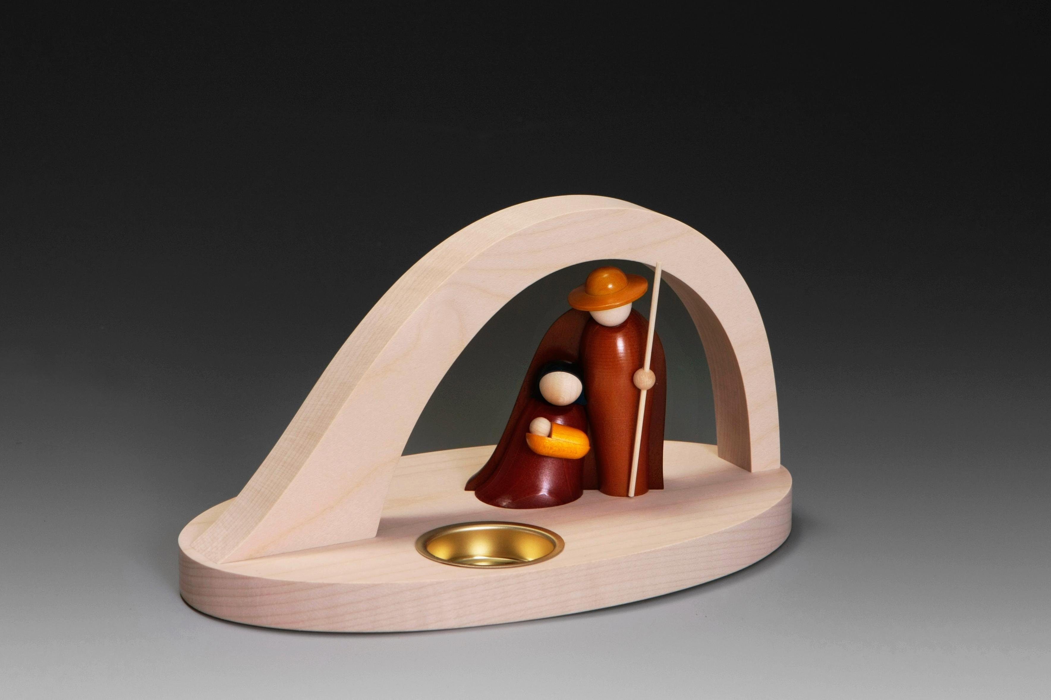 Albin Preissler Teelichthalter "Geborgenheit", Handwerkskunst aus dem Erzgebirge, Weihnachtsdeko aus Ahorn