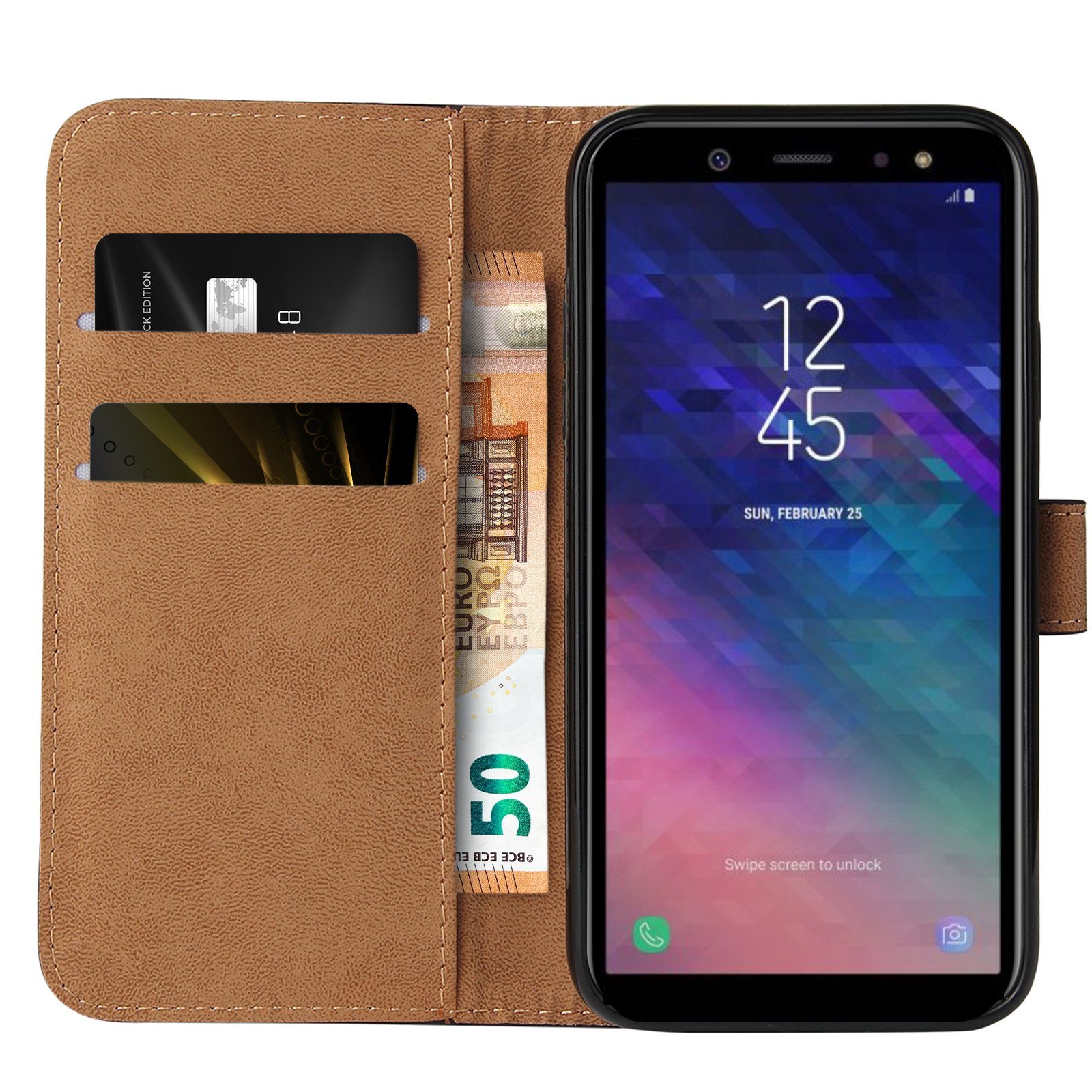 Tec-Expert Handyhülle Klapp Hülle für Samsung Galaxy A6 5.6 Zoll, 5.6, Flip Case für Samsung Galaxy A6