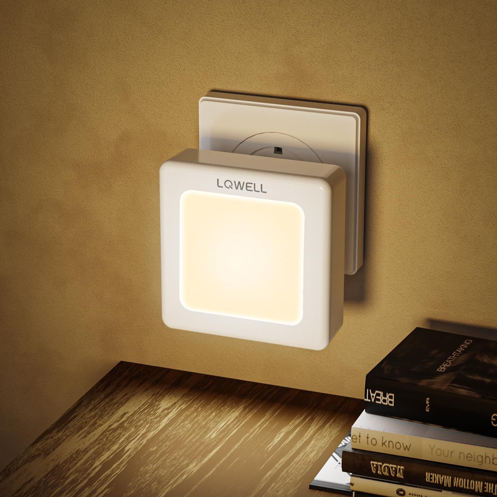 LQWELL LED Steckdosenleuchte Nachtlicht Steckdose Faltbar mit Dämmerungssensor, Nachtlampe Einstellbare Helligkeit, LED fest integriert, Automatisch Steckdosenlicht, Orientierungslicht Warmweiß, Bewegungsmelder, 1/2/3 Stück LED Nachtlicht Kinder