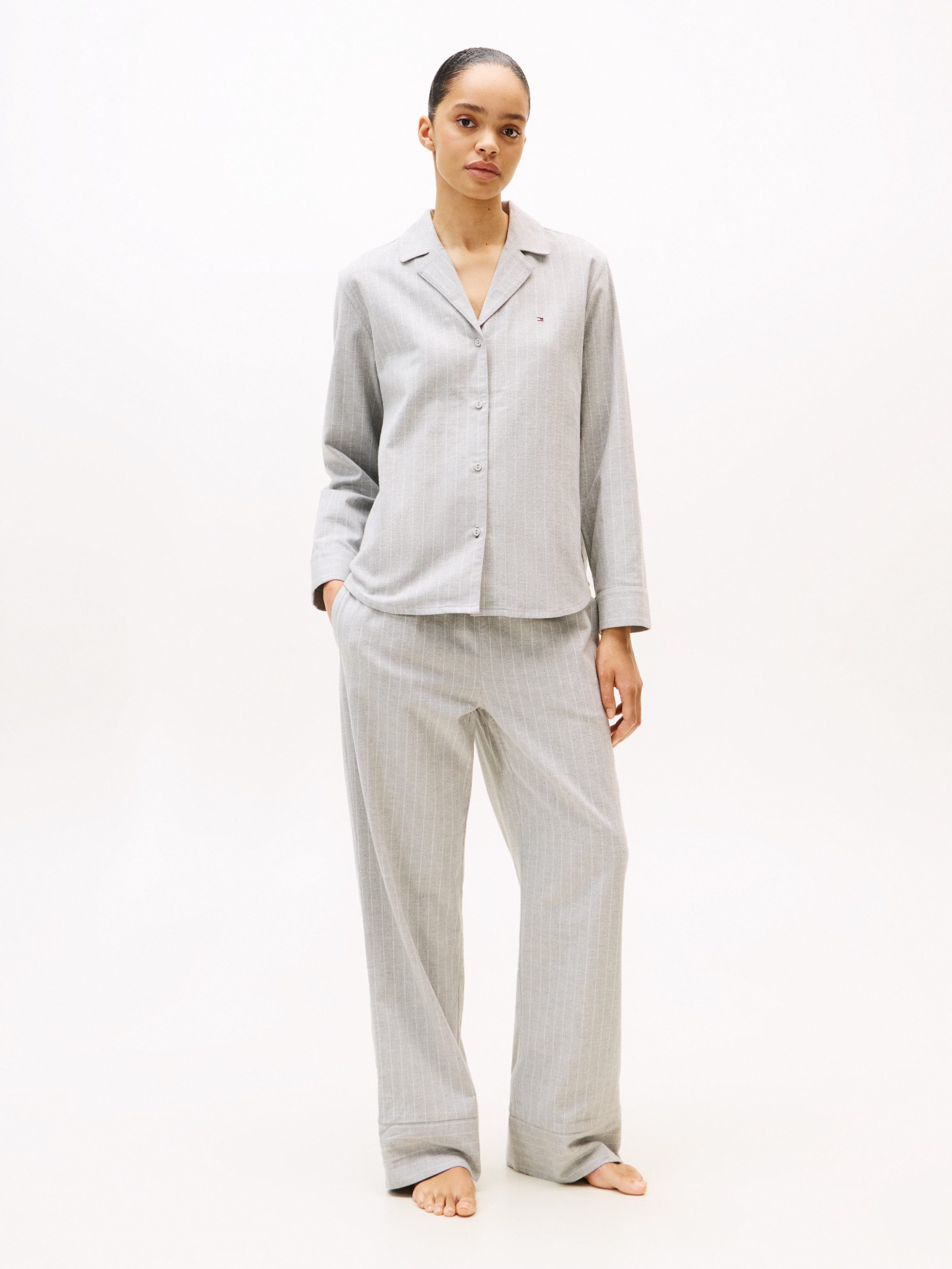 Tommy Hilfiger Underwear Pyjama (2 tlg) mit Fischgrät-Streifen, aus Flanell, relaxed fit