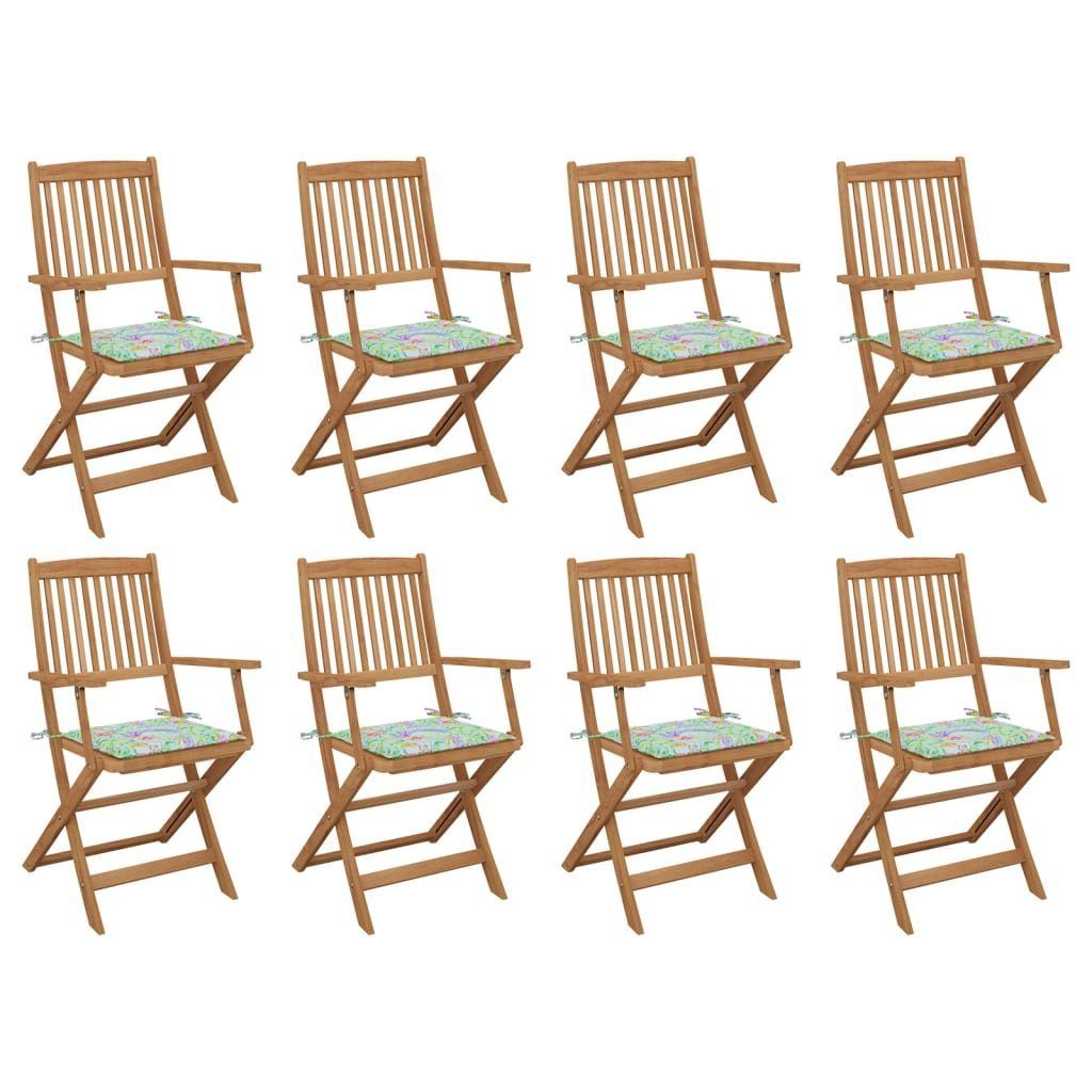 furnicato Gartenstuhl Klappbare Gartenstühle mit Stk. Massivholz 8 Akazie Kissen