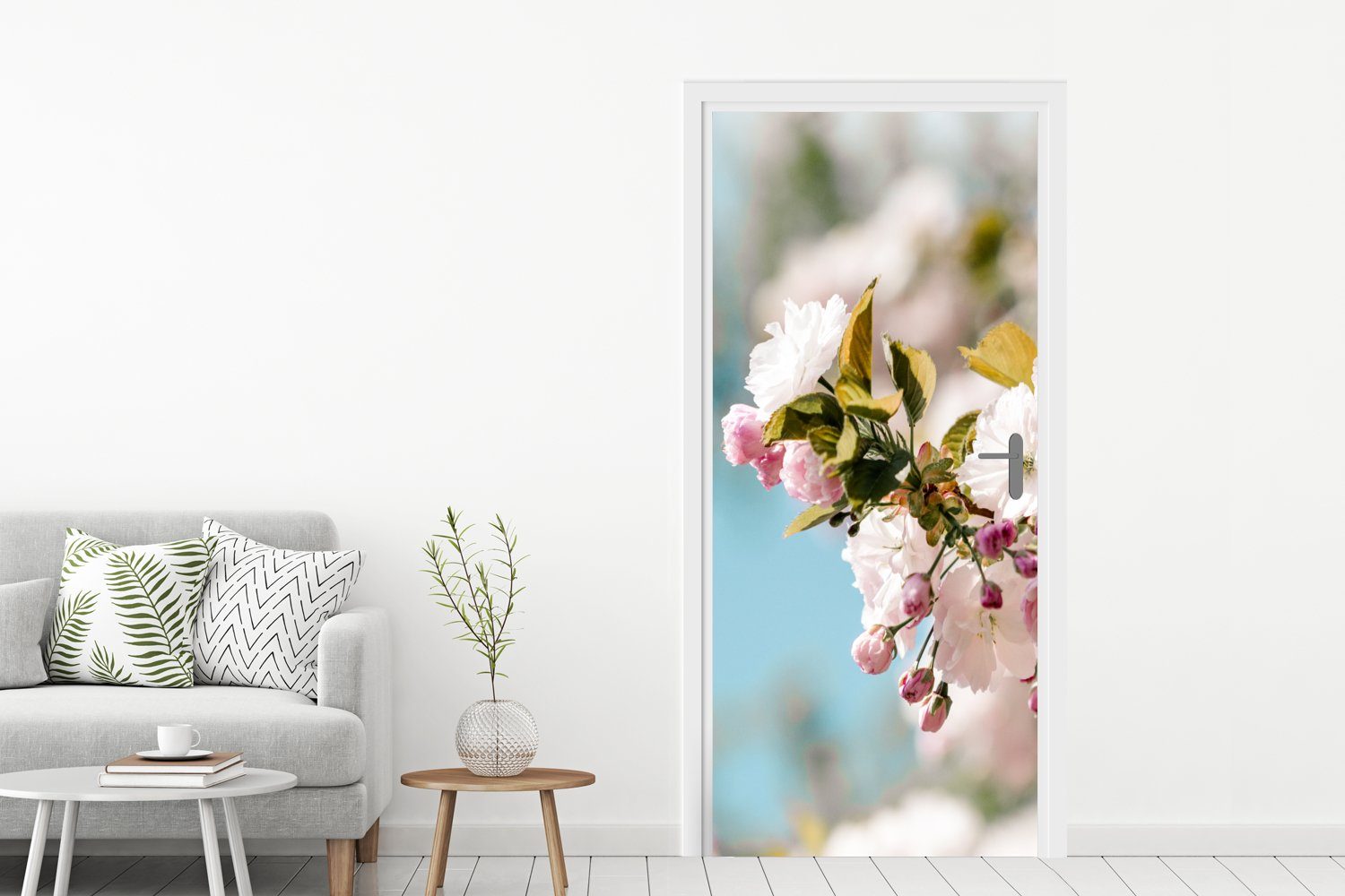 bedruckt, Türaufkleber, cm - Tür, Türtapete Blumen Blüte MuchoWow Matt, 75x205 (1 St), für Fototapete - Frühling,