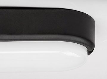 Rabalux LED Außen-Deckenleuchte "Hort" Kunststoff, schwarz, Einbau, 15W, neutralweiß, 1100lm, L100mm, mit Leuchtmittel wassergeschützt, neutralweiß