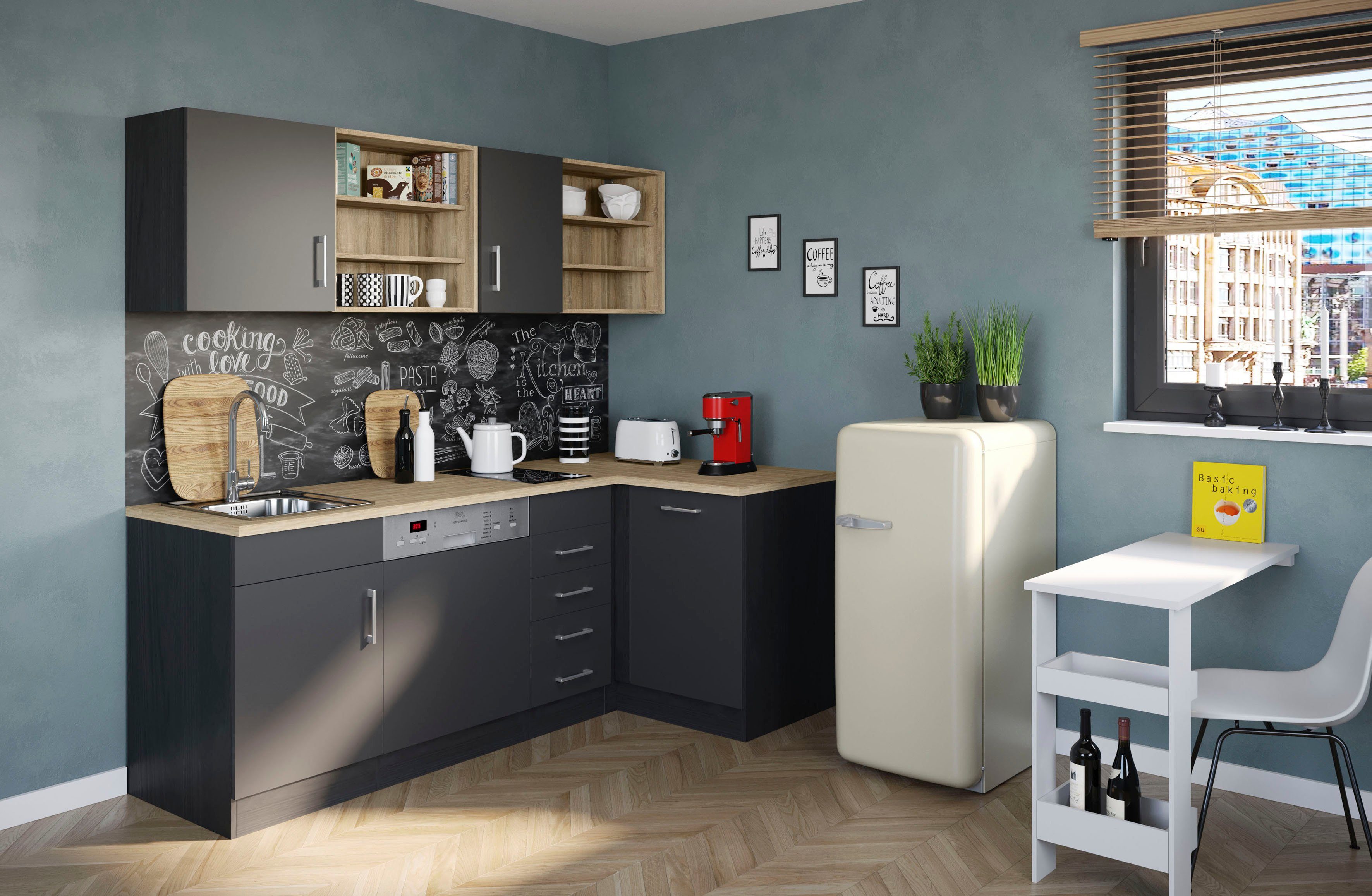 KOCHSTATION Küche KS-Mali, Stellbreite 210/110 cm, mit E-Geräten günstig online kaufen