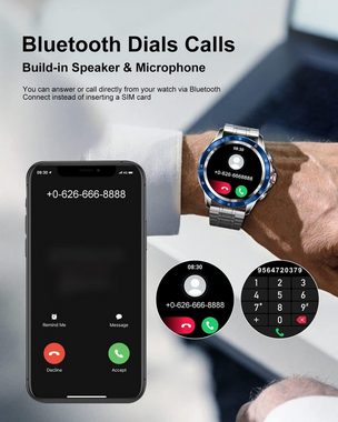 Lige Smartwatch (1,32 Zoll, Android iOS), Herren Bluetooth-Anruf IP67 wasserdichte Aktivitäts Tracker Fitnessuhr