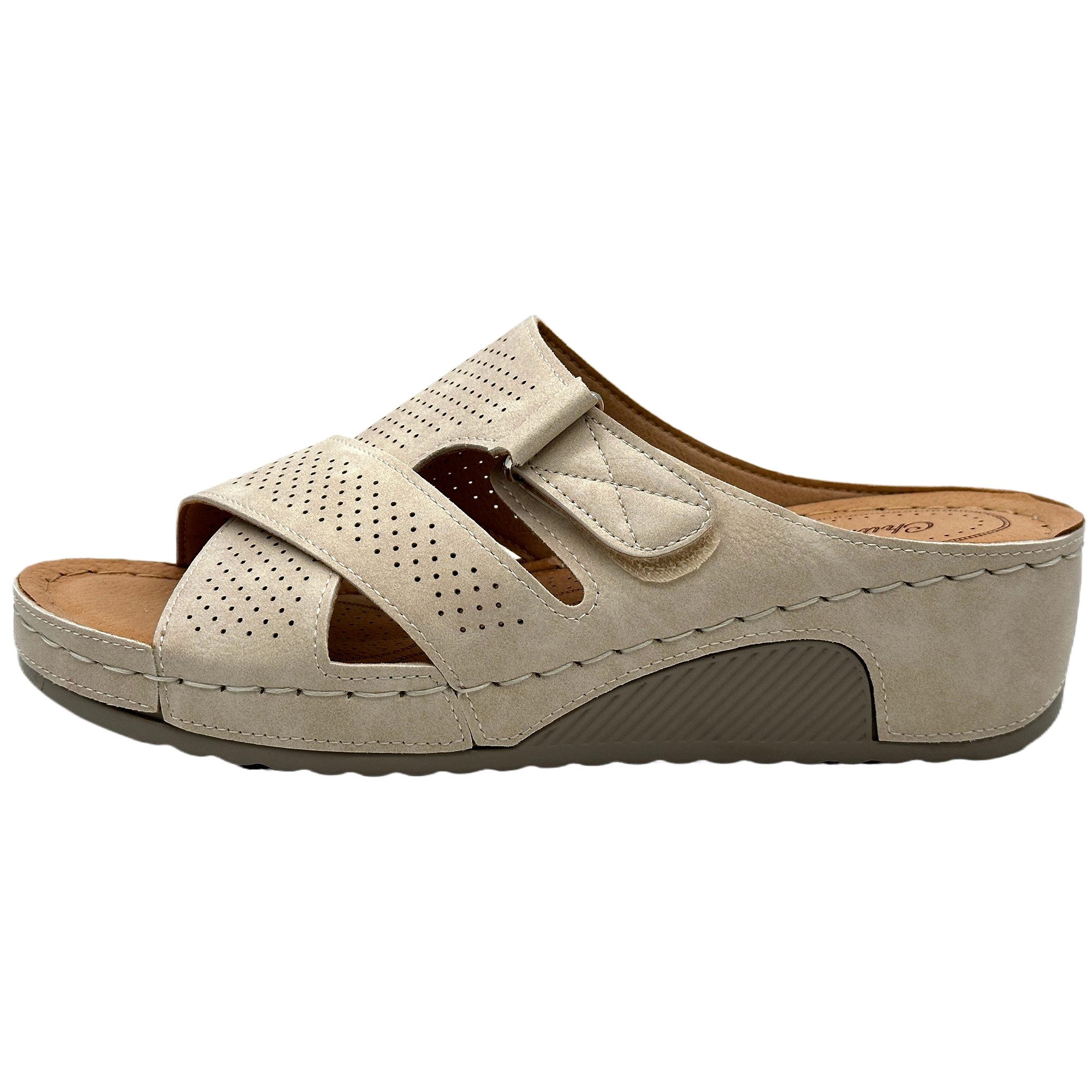 Nowaland Bequeme Damen-Pantoletten mit verstellbarem Riemen und Keilabsatz günstig online kaufen