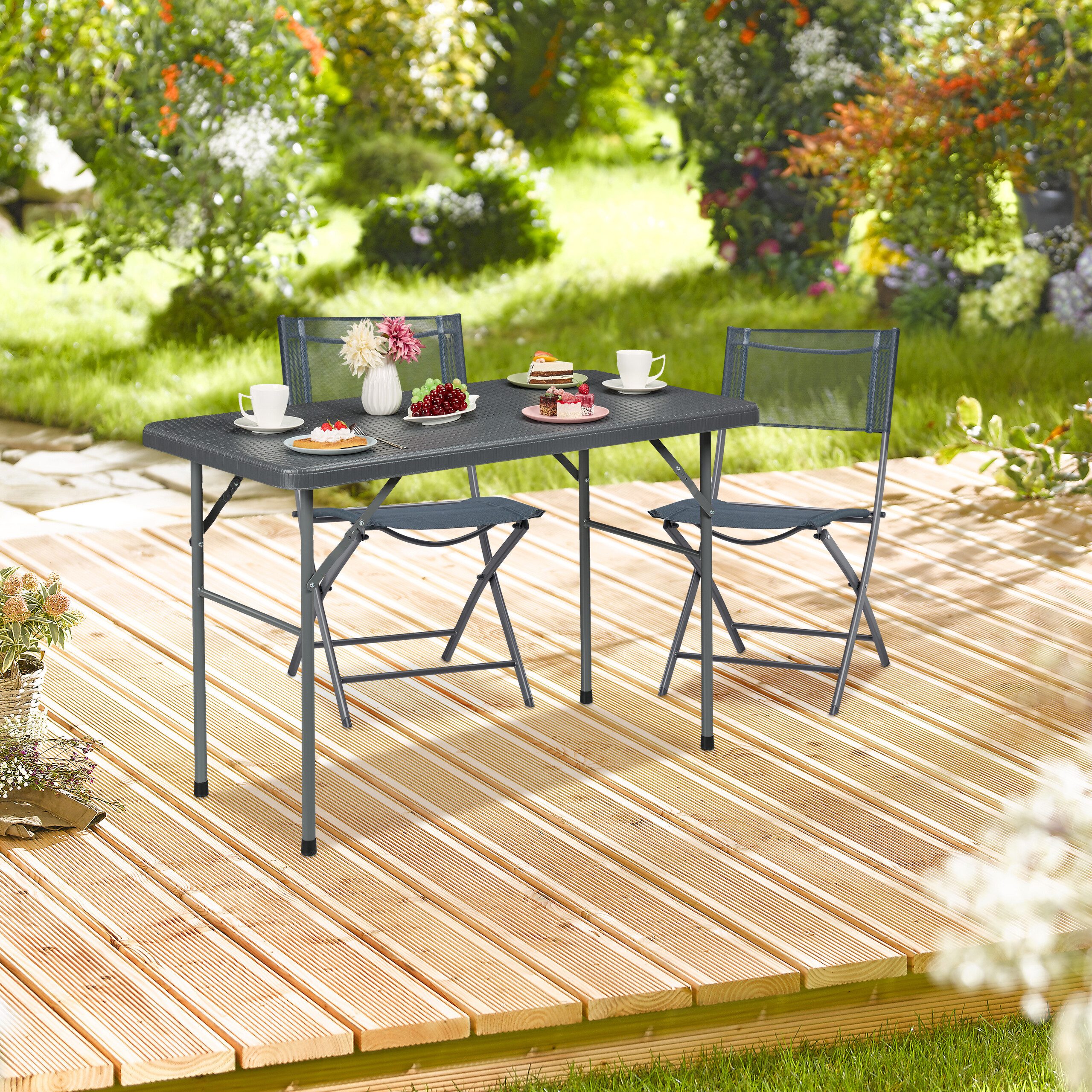 relaxdays Gartentisch Klappbarer Gartentisch in Rattanoptik günstig online kaufen