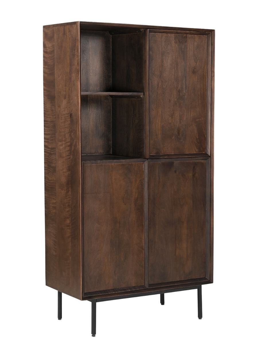 Natur24 Highboard Ravenstein Highboard 90 x 170 x 40 cm Mangoholz Stahl Natur Schwarz