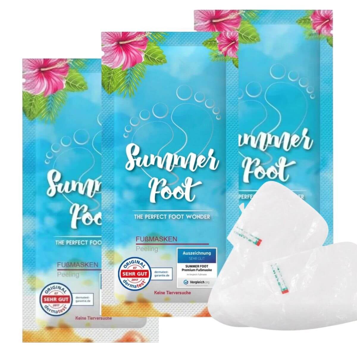 Summer Foot Fußmaske für Frauen - dermatologisch getestet, 3-tlg., Ohne aggressive Säuren wie Salicylsäure