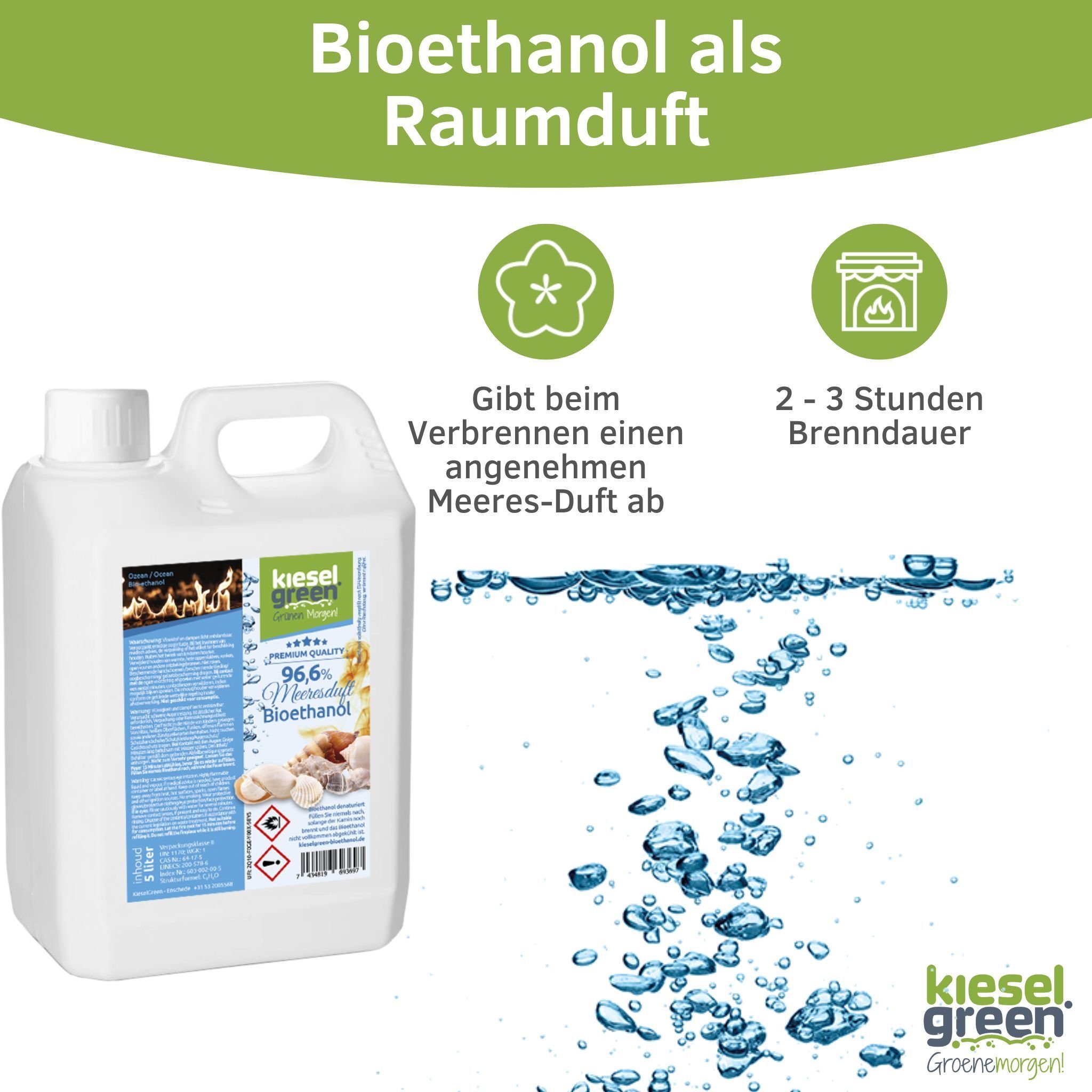 KieselGreen Bioethanol KieselGreen Bioethanol 5/10/25/50 Liter mit Duft für Ethanol-Kamin, 5 l – Bild 4 von 5