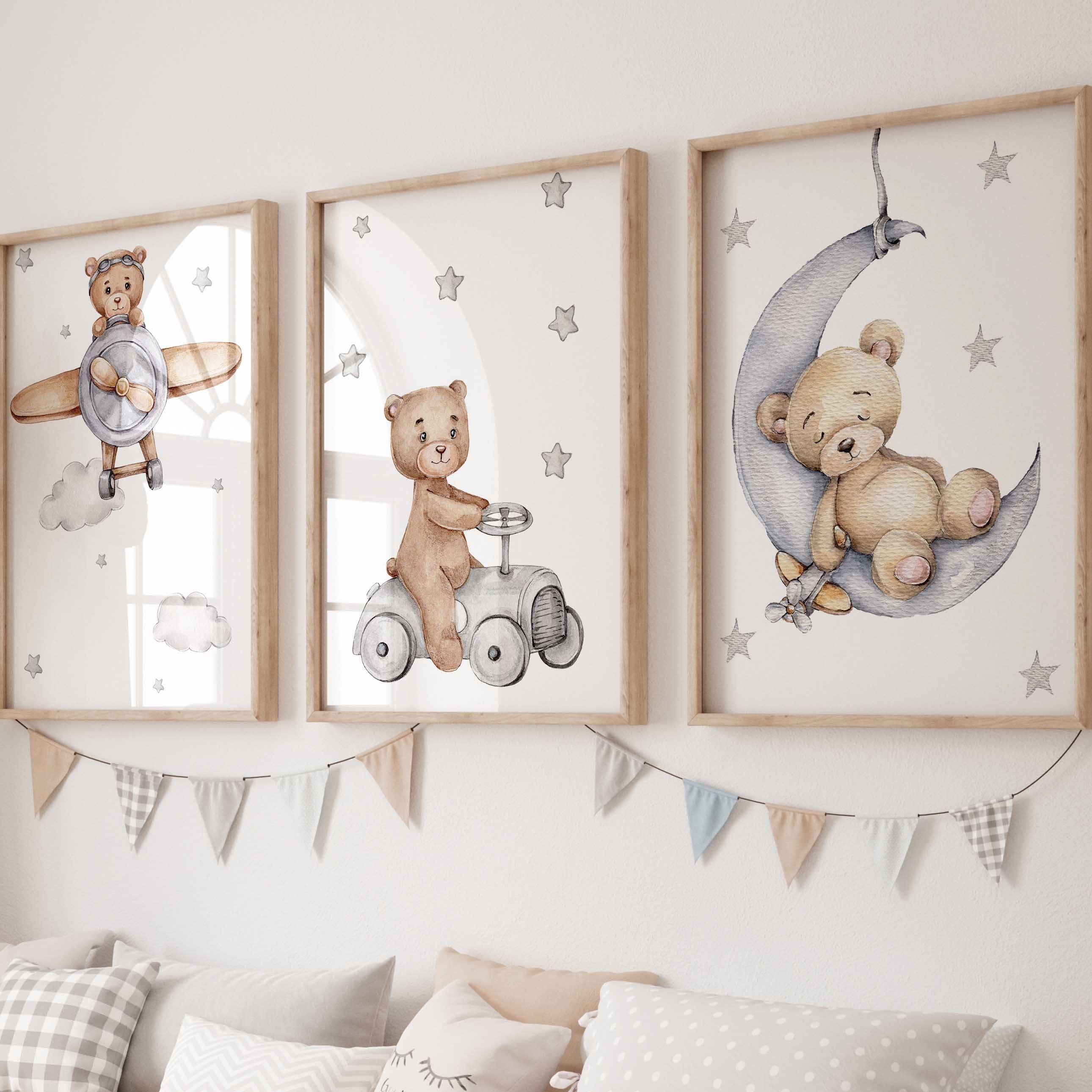 WANDKIND Poster WANDKIND Kinderzimmer Poster Set Premium P705 / Teddybären kuschelig, Poster, Wandbild, Kinderposter