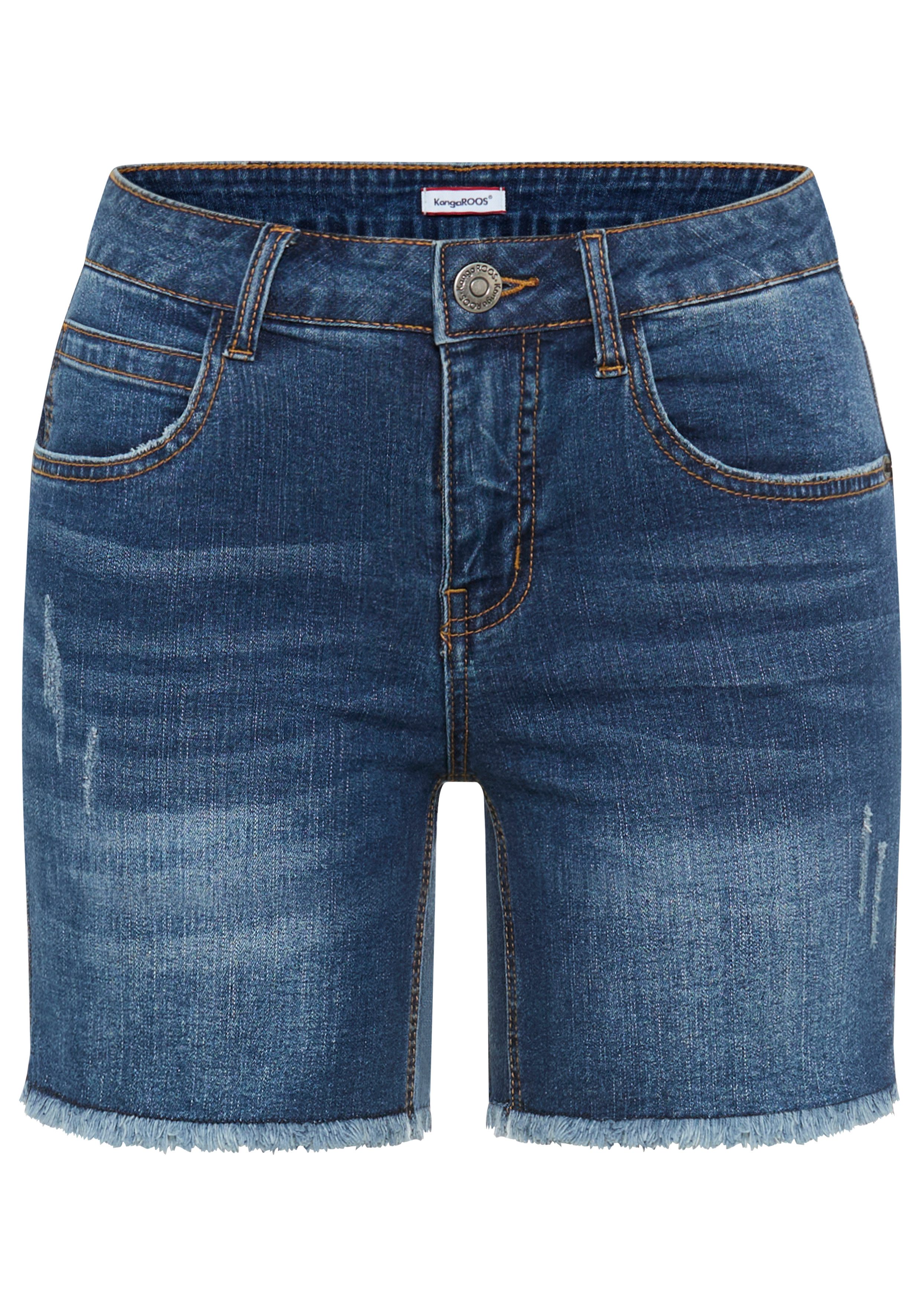 KangaROOS Jeanshotpants kurze Schnittform, mit Destroyed-Effekten, klassische Leibhöhe