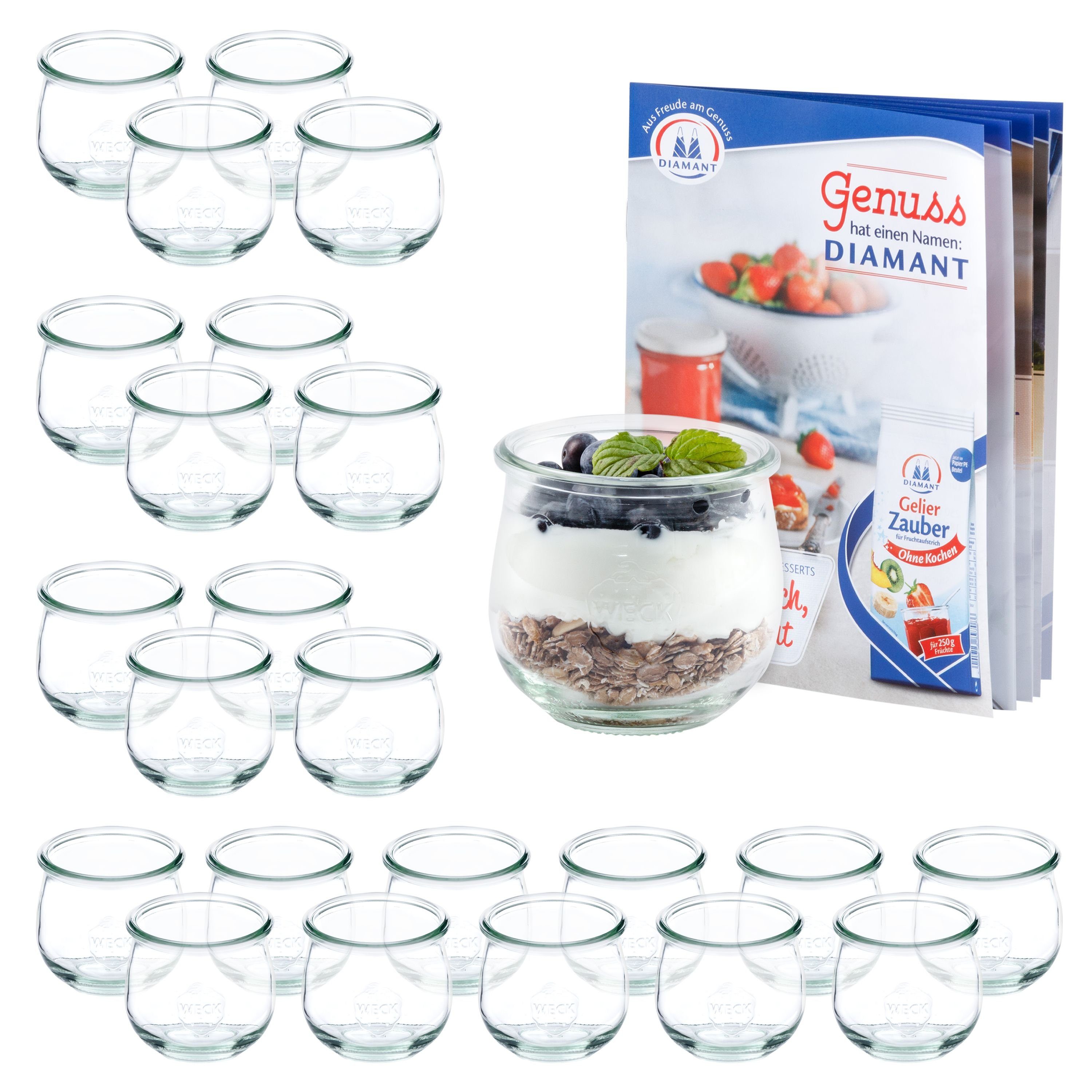 Einmachglas 24er Set Weck Gläser 370ml Tulpenglas inkl Rezeptheft