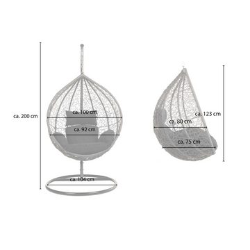 HOME DELUXE Hängesessel Polyrattan Hängesessel CIELO, inkl. Gestell, Sitz- und Rückenkissen I Hängestuhl