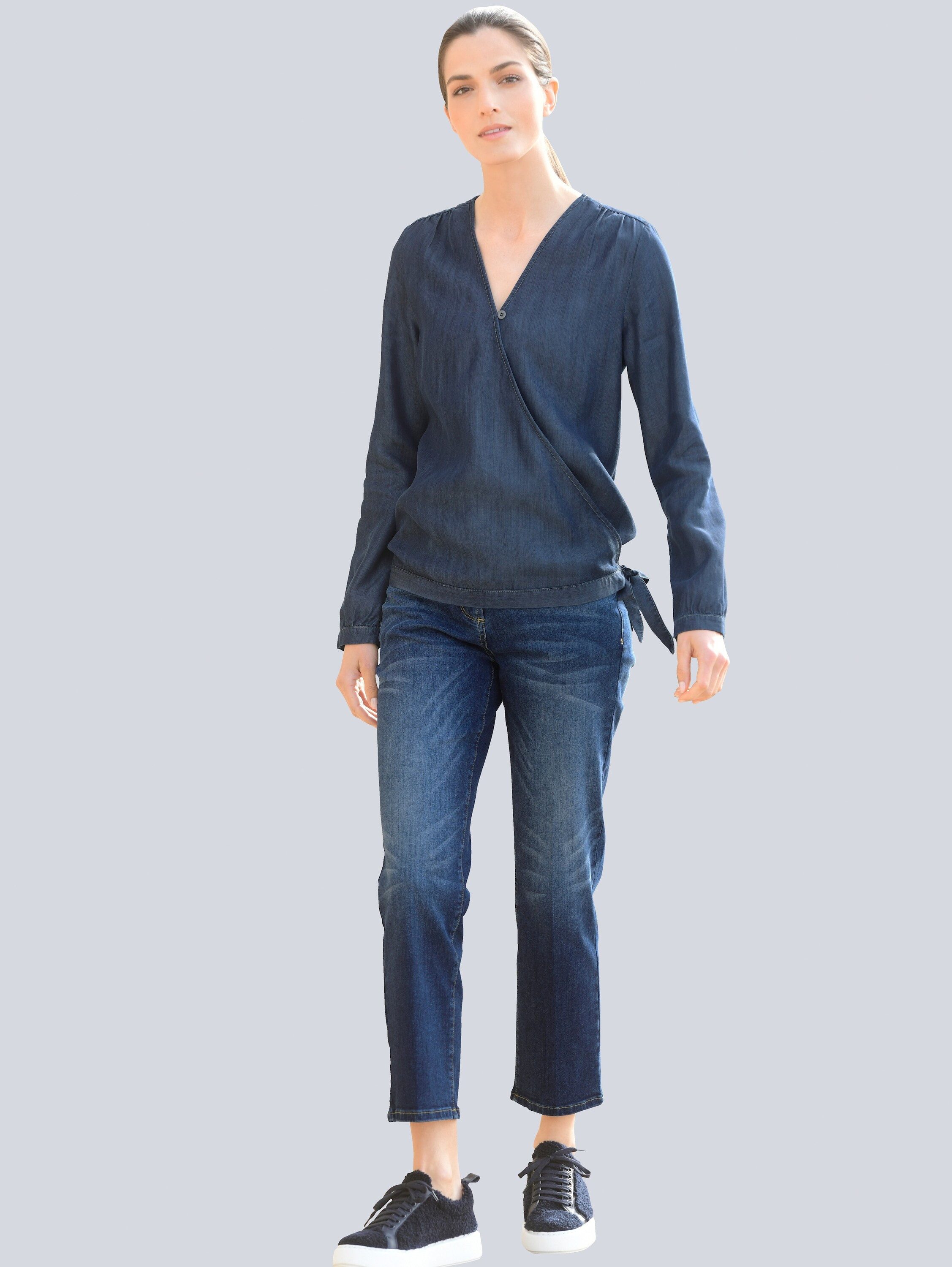 Alba Moda Langarmbluse Bluse in Wickeloptik