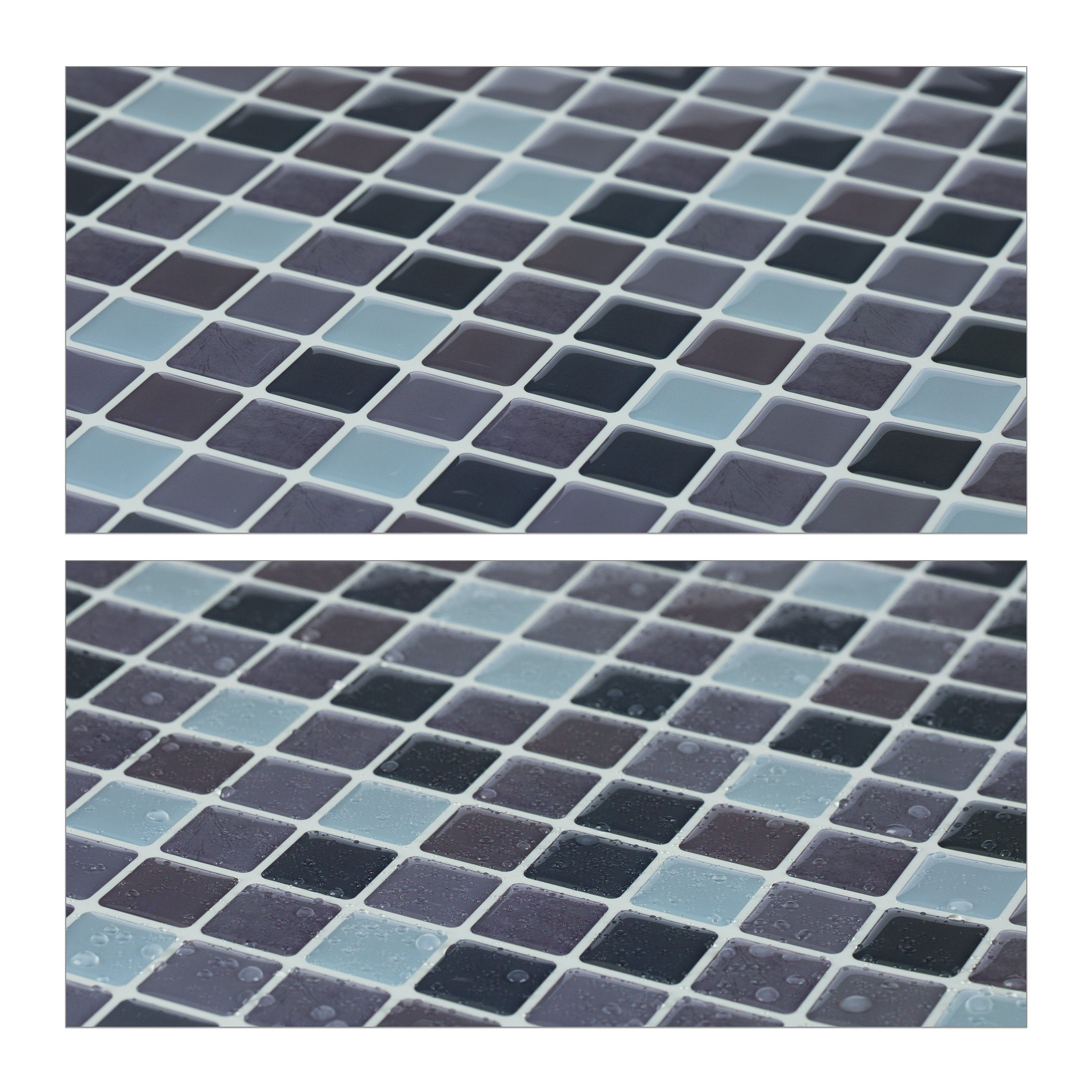 relaxdays Fliesenaufkleber Mosaik Fliesenaufkleber Set, Transparent 10er A Grau im