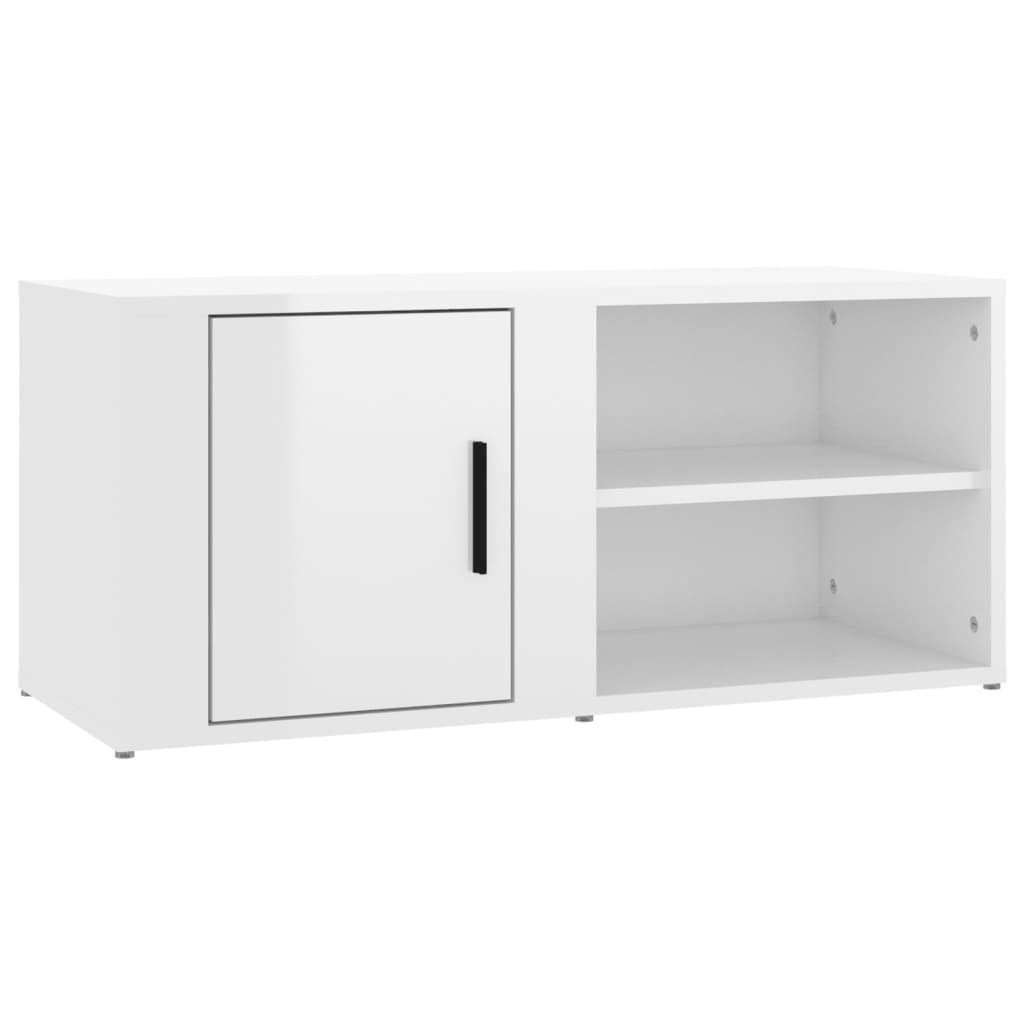 TV-Lowboard Holzwerkstoff cm vidaXL TV-Schrank 80x31,5x36 Hochglanz-Weiß Fern TV-Schrank