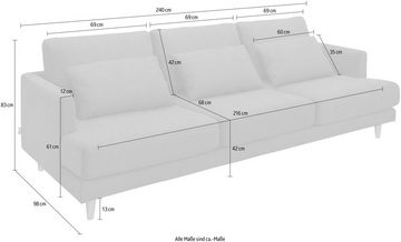 TOM TAILOR HOME 3-Sitzer, mit Nierenkissen, Füße Eiche natur