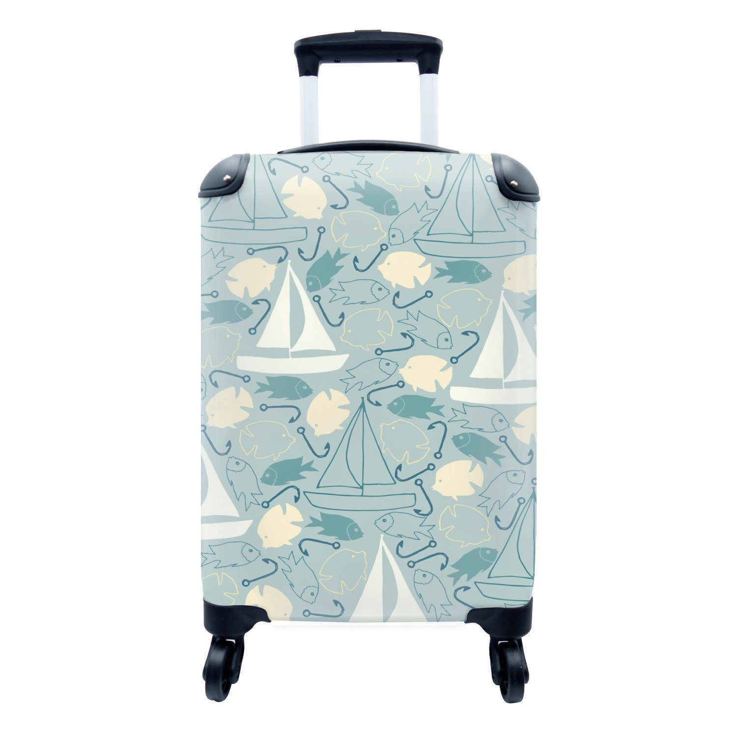 Reisetasche MuchoWow Muster, Fisch Handgepäckkoffer Handgepäck - 4 für Ferien, Trolley, rollen, Segelboot - Rollen, Reisekoffer mit