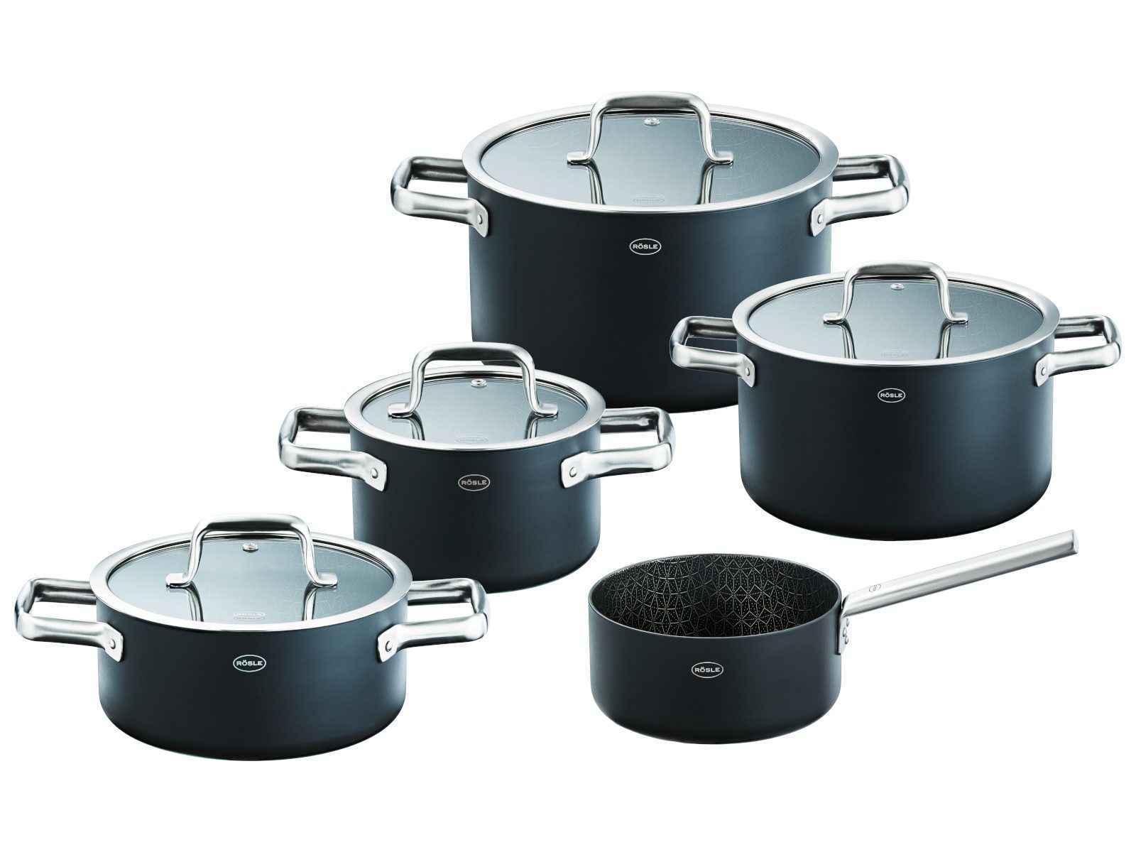 RÖSLE Topf-Set EBONIC ProNero Topfset 5tlg, Mehrschichtmaterial 3 lagig