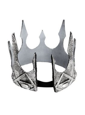 Maskworld Kostüm Fantasy Herrscherkrone silber, Krone aus biegsamem Kunststoff mit elastischem Gummibund