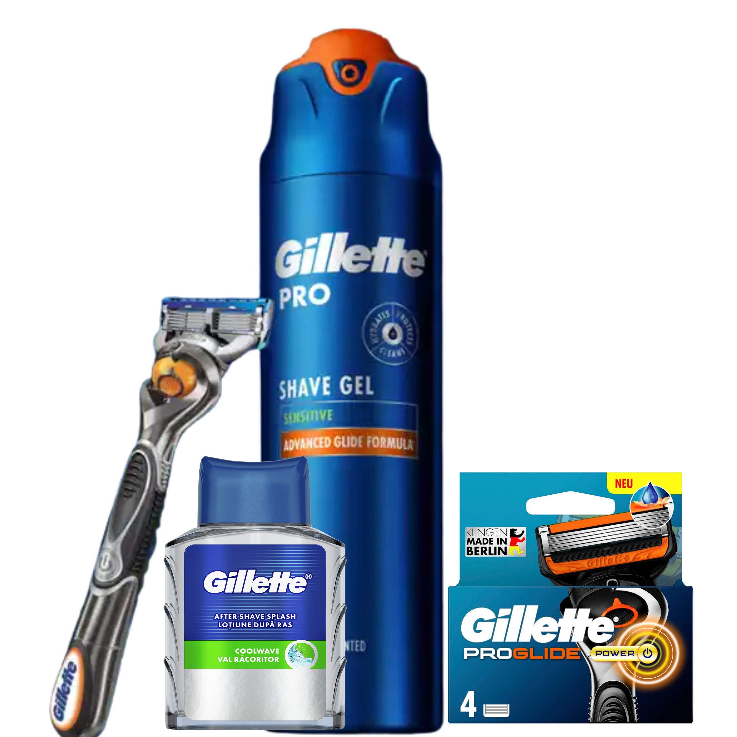 Gillette Rasierset ProGlide Power, 8-tlg., Geschenk-Set, Starter-Kit, Spar-Pack
