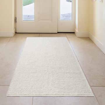 Teppich handgewobener Wollteppich in creme, TeppichHome24, rechteckig