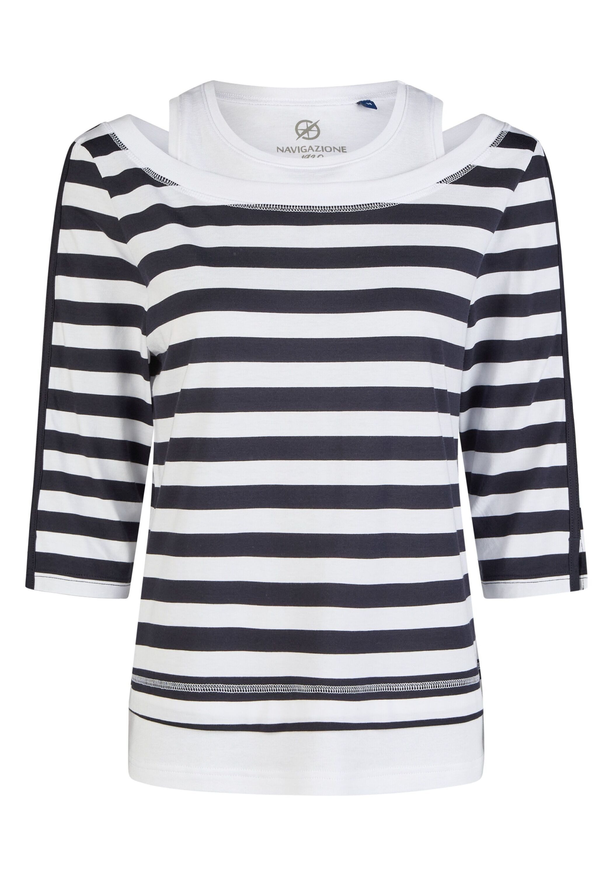 NAVIGAZIONE Rundhalsshirt mit 2-in-1 Optik