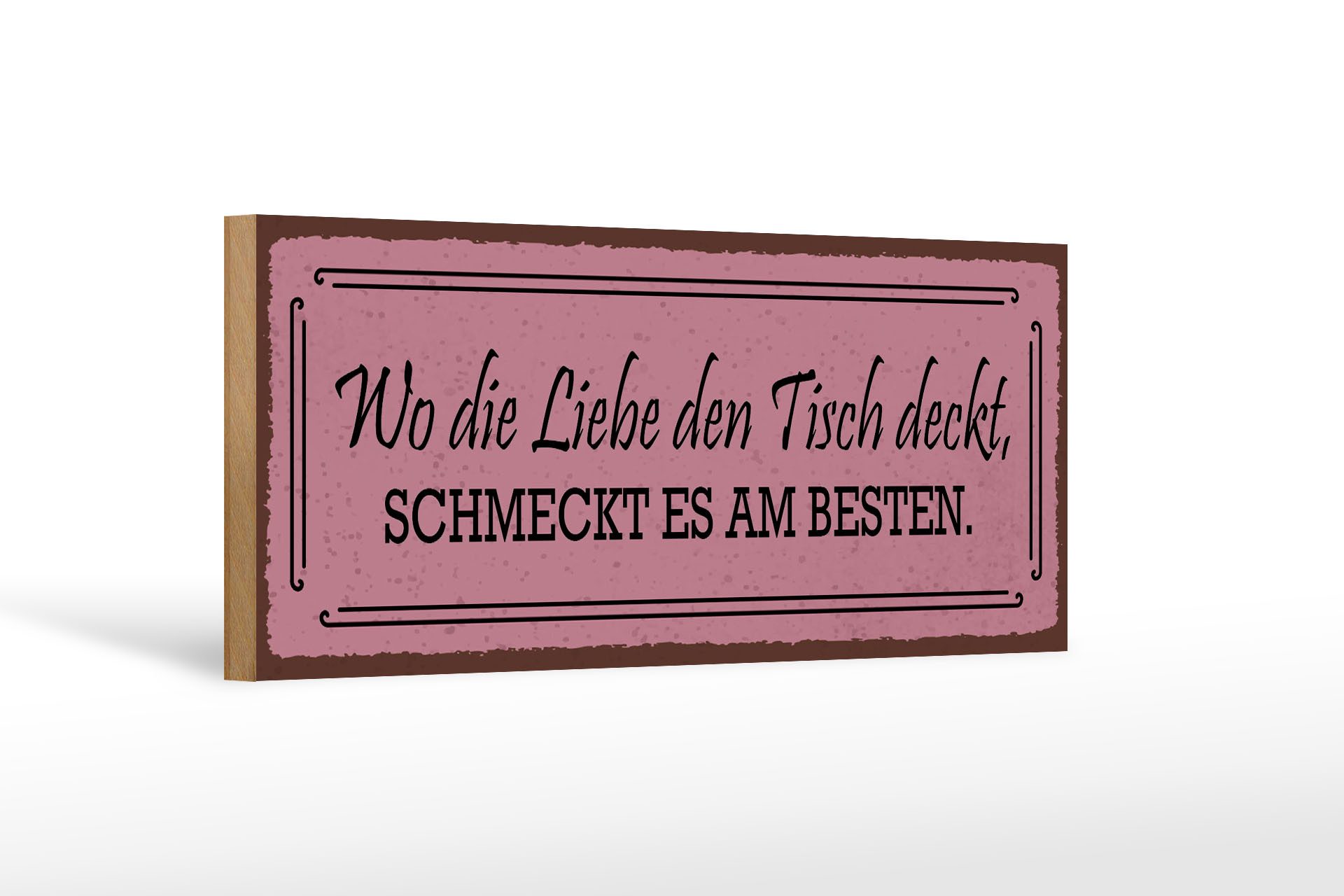 Holzbild Spruch 27x10cm wo die Liebe den Tisch deckt