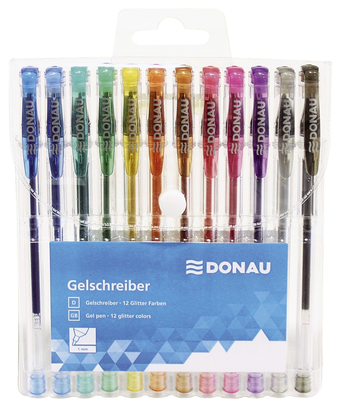 DONAU 12 DONAU Glitzer Gelschreiber transparent 1,0 mm, Schreibfarbe: farbso Tintenpatrone