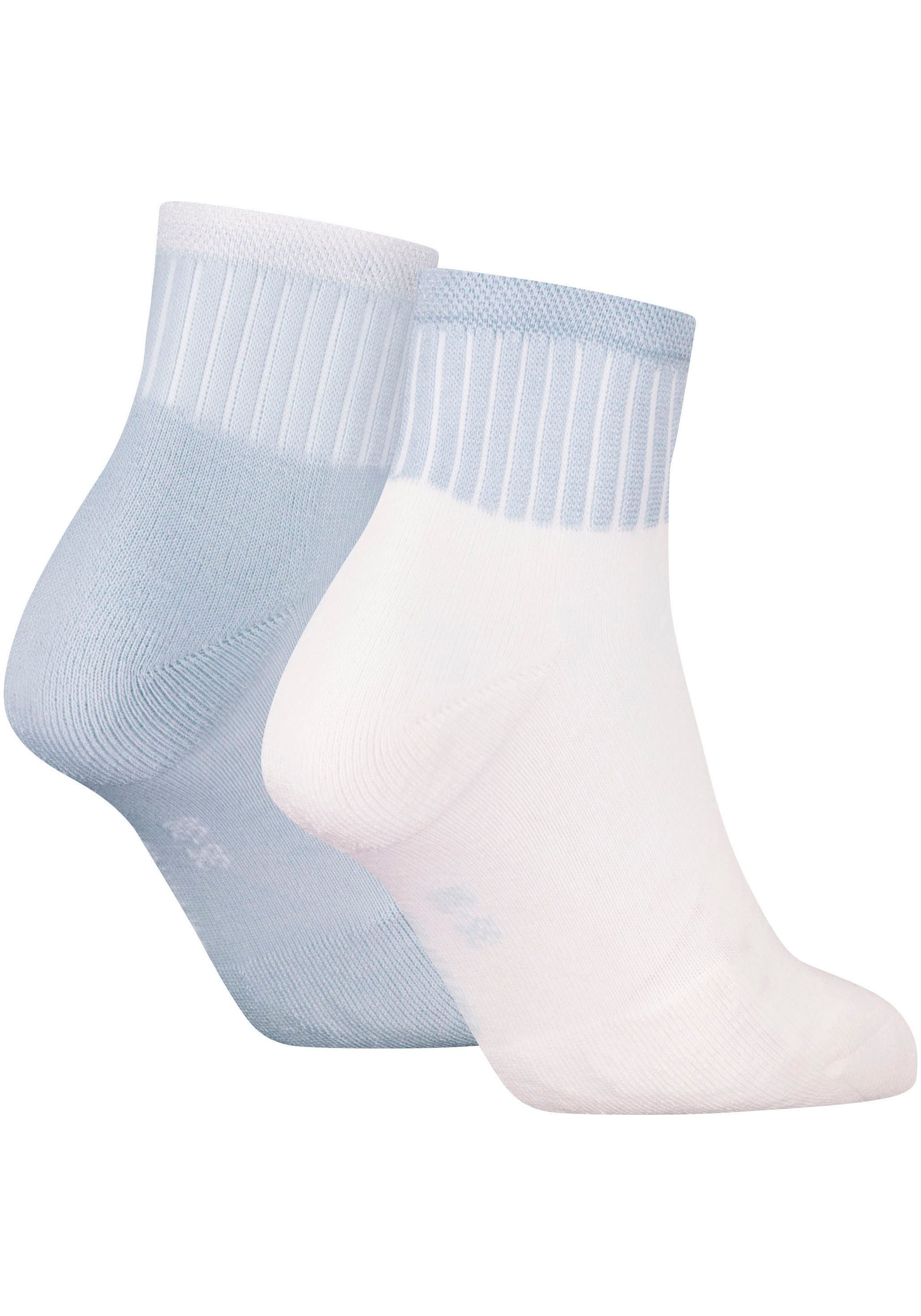 Calvin Klein Jeans Socken CKJ WOMEN QUARTER 2P GLOSSY RIB (2-Paar) mit dezentem Logo-Design