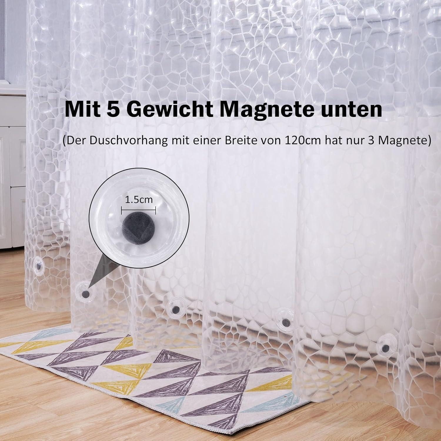 AooHome Duschvorhang Duschvorhang Lang 180x220cm Transparent Antischimmel Wasserdicht 5
