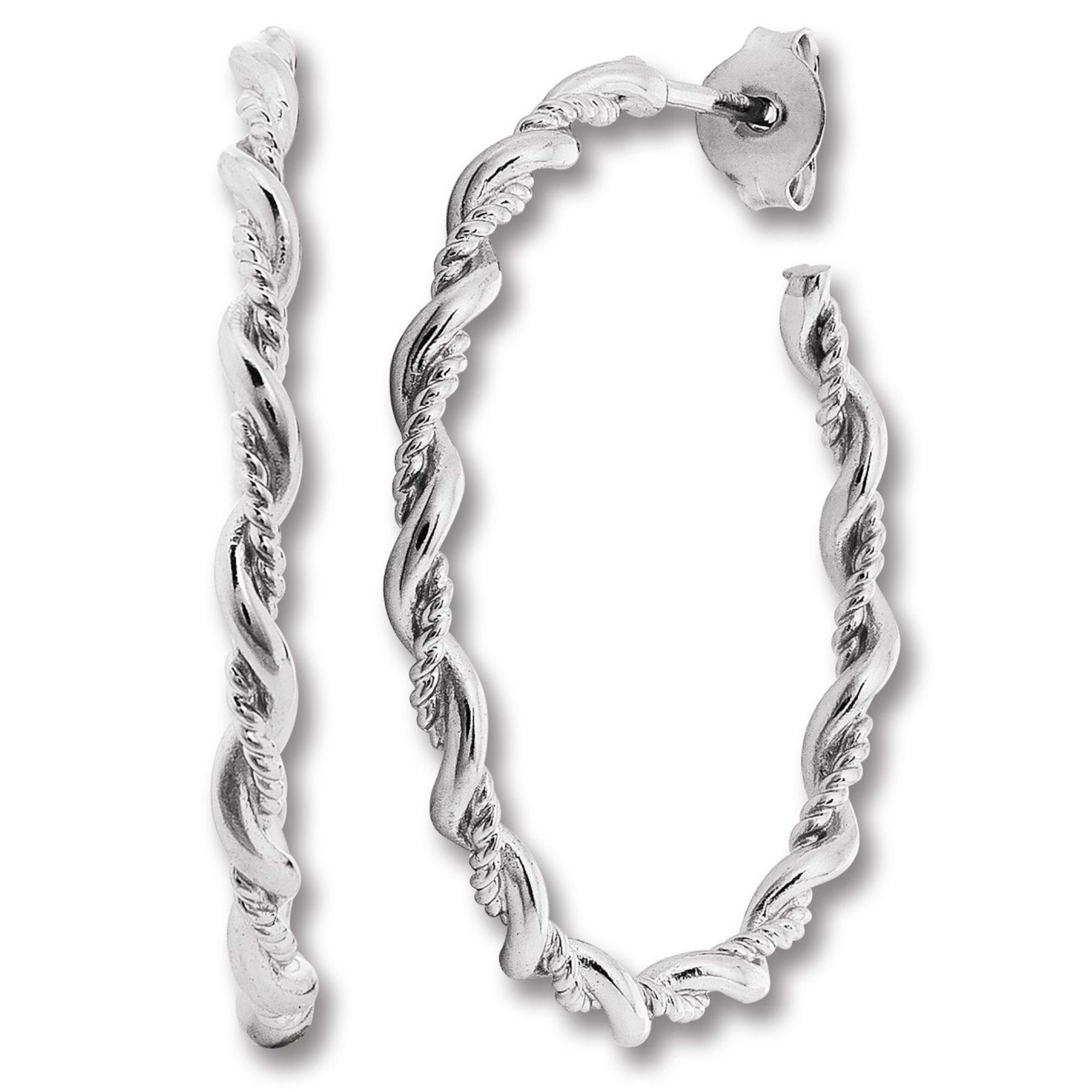 Verschluss ELEMENT mm Schmuck, Silber Creolen Verschlussrillen, Creolen 925 ONE 5,00 mm Paar Ohrringe Damen Poussette Ø : aus 10 Ohrsteckerstift 2 Silber, mit