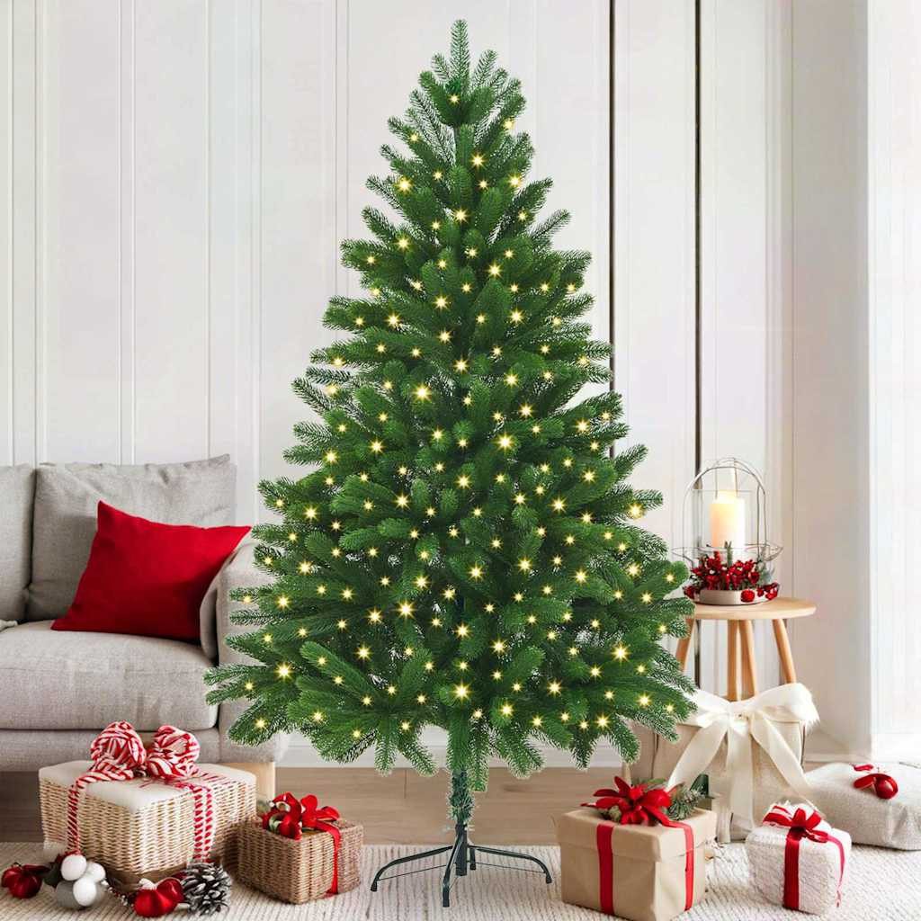vidaXL Künstlicher Weihnachtsbaum Weihnachtsbaum mit 300 LEDs mit Ständer Grün 180 cm PE