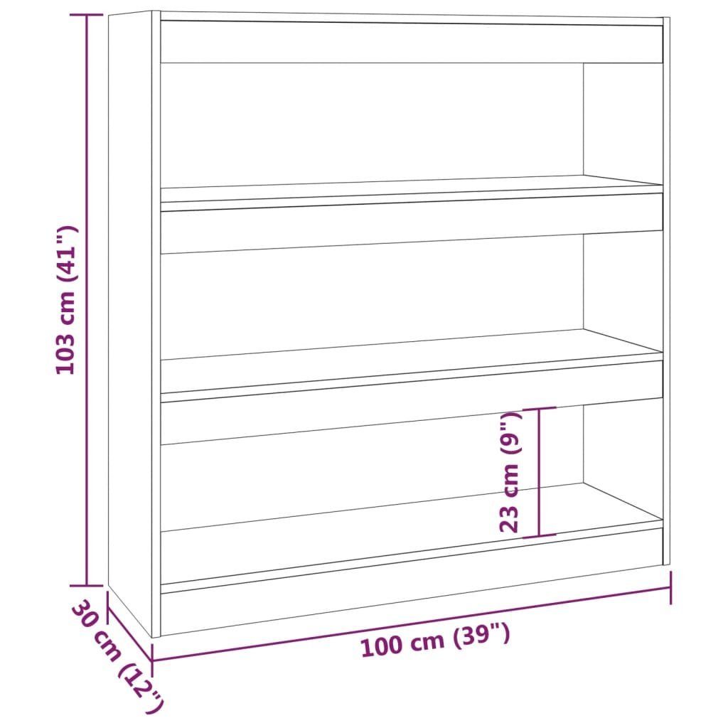 1-tlg. Braun vidaXL Eichen-Optik Bücherregal Eiche 100×30×103 cm, Bücherregal/Raumteiler Braune