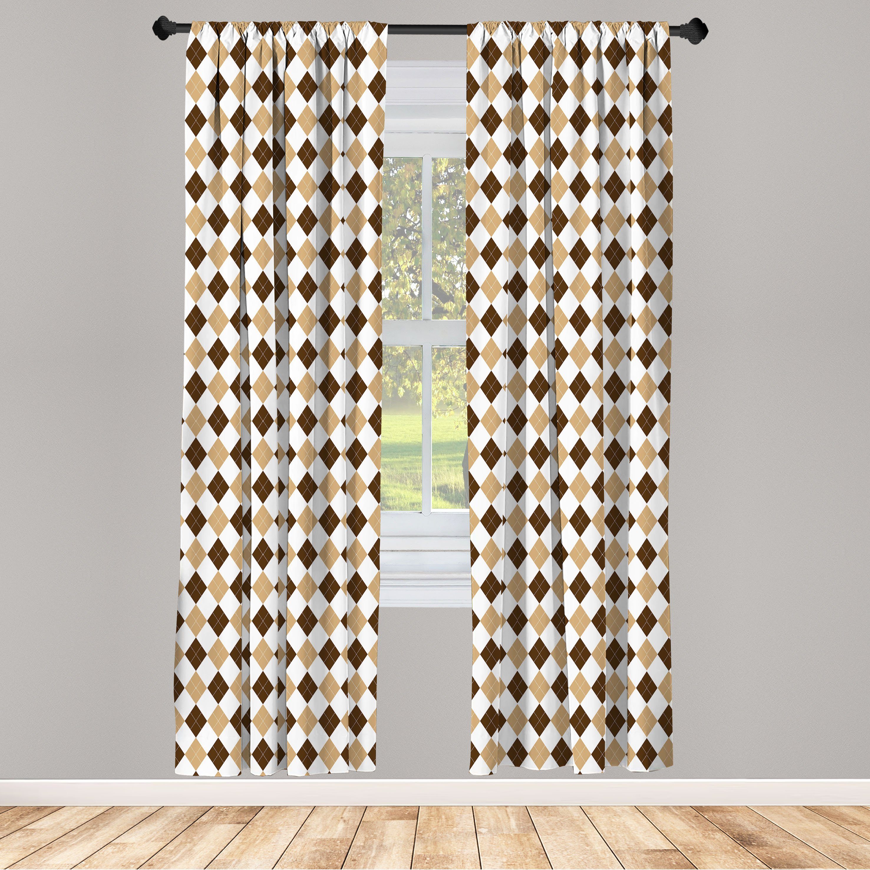 Gardine Vorhang für Wohnzimmer Schlafzimmer Dekor, Abakuhaus, Microfaser, naturfarben Simplistic Rauten-Muster