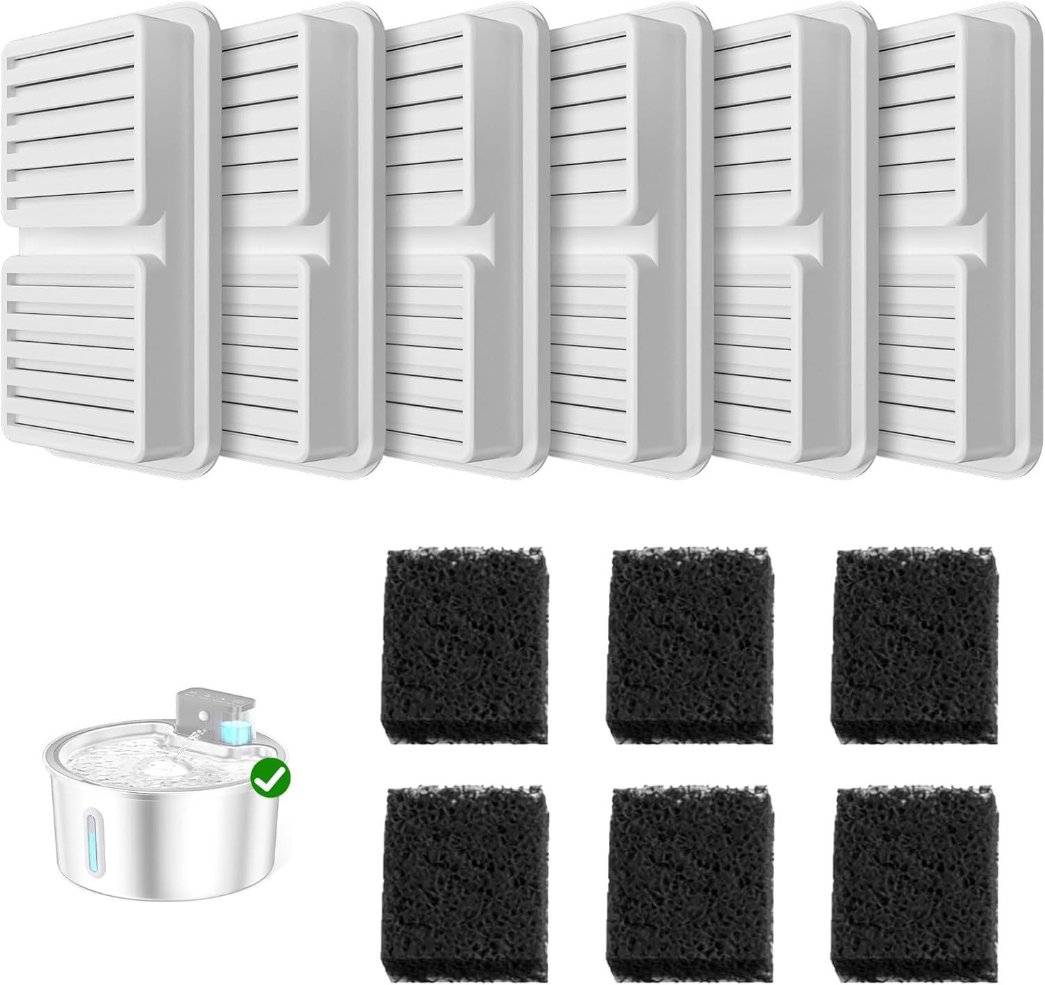 PUPPY KITTY Trinkbrunnen 6x Ersatzfilter Aktivekohlefilter+Schwamm, günstig online kaufen