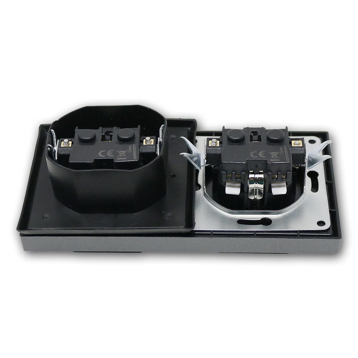 McPower Unterputz-Steckdose SHALLOW 2-fach Steckdose IP44 anth 250V/16A Rahmen – Bild 4 von 5