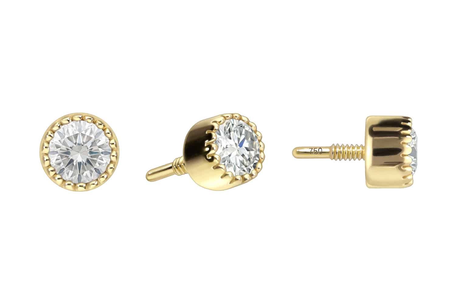 PIERCINGLINE Piercing-Set 18 Karat Gold Schraubaufsatz mit Außengewinde DIAMANT-DISC (Schraub-Aufsätze, 1-tlg)