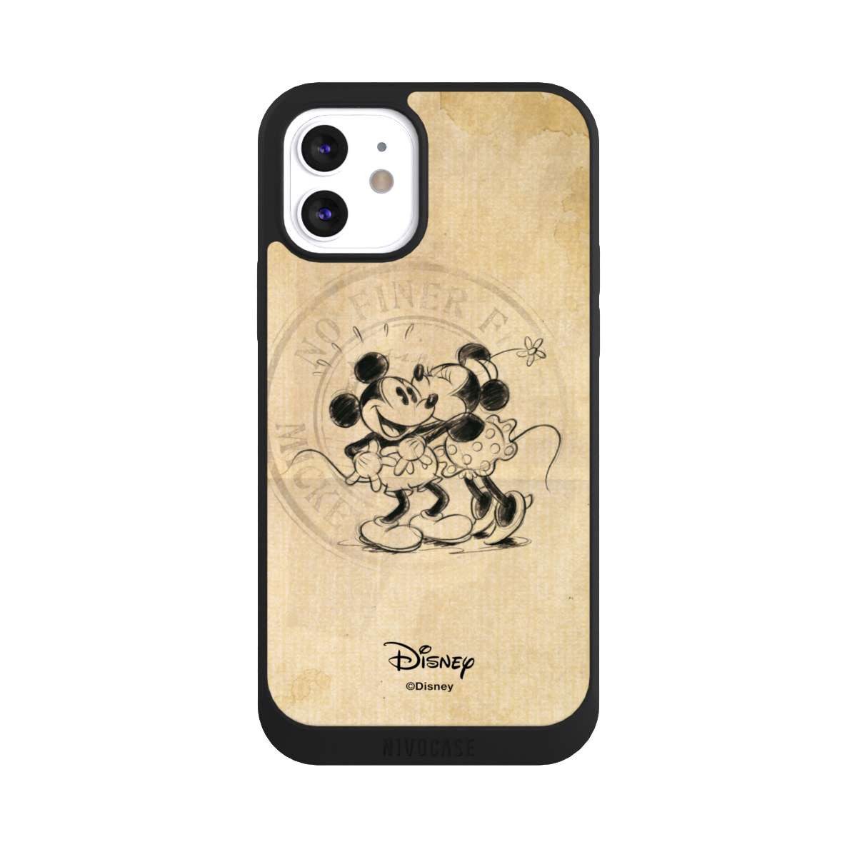NIVOCASE Handyhülle Mickey Mouse Minnie Mouse Vintage Minnie&Mickey, Apple iPhone 12 Handyhülle Hülle NIVOpure Case Schwarz