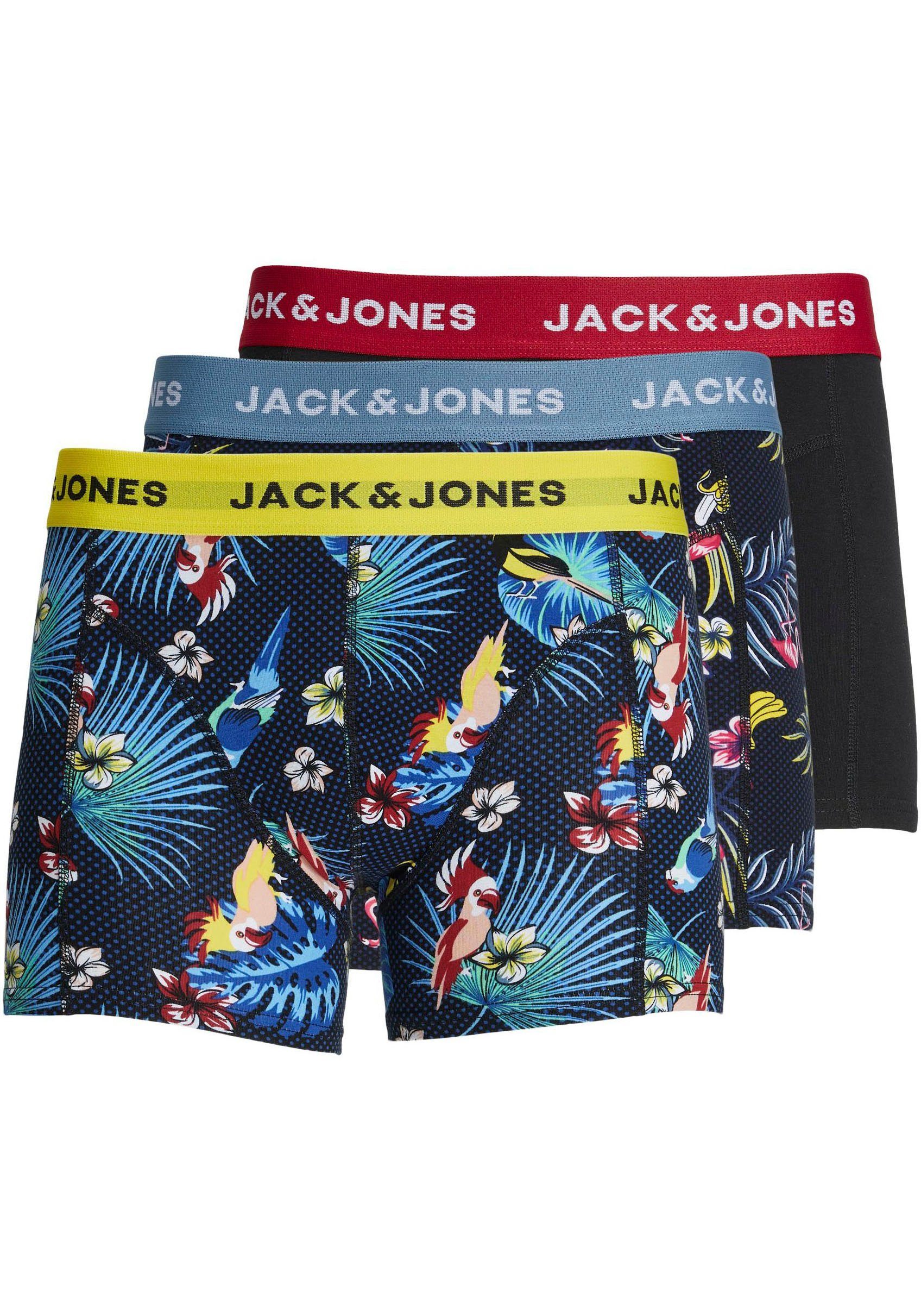 TRUNKS NOOS & the black Jack 3-St) web black (Packung, Trunk 3 / Jones BIRD PACK JACFLOWER / surf