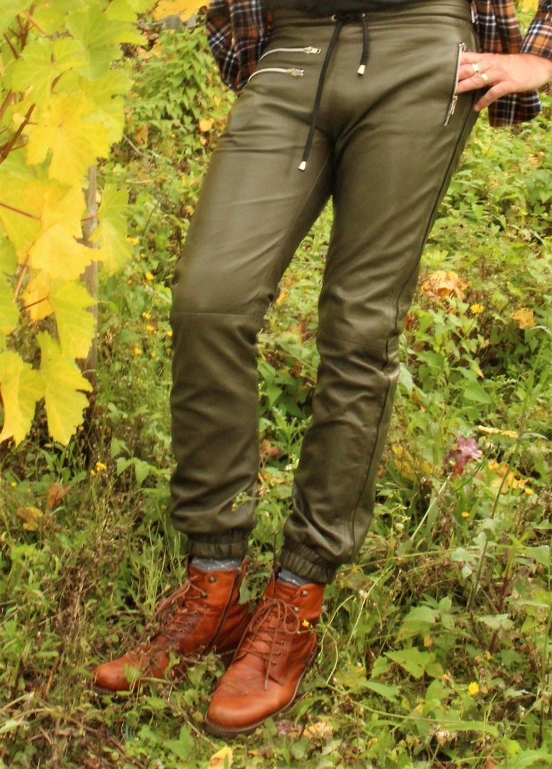 Be Noble Lederhose Mario Lederhose im legeren Style in olive für Herren